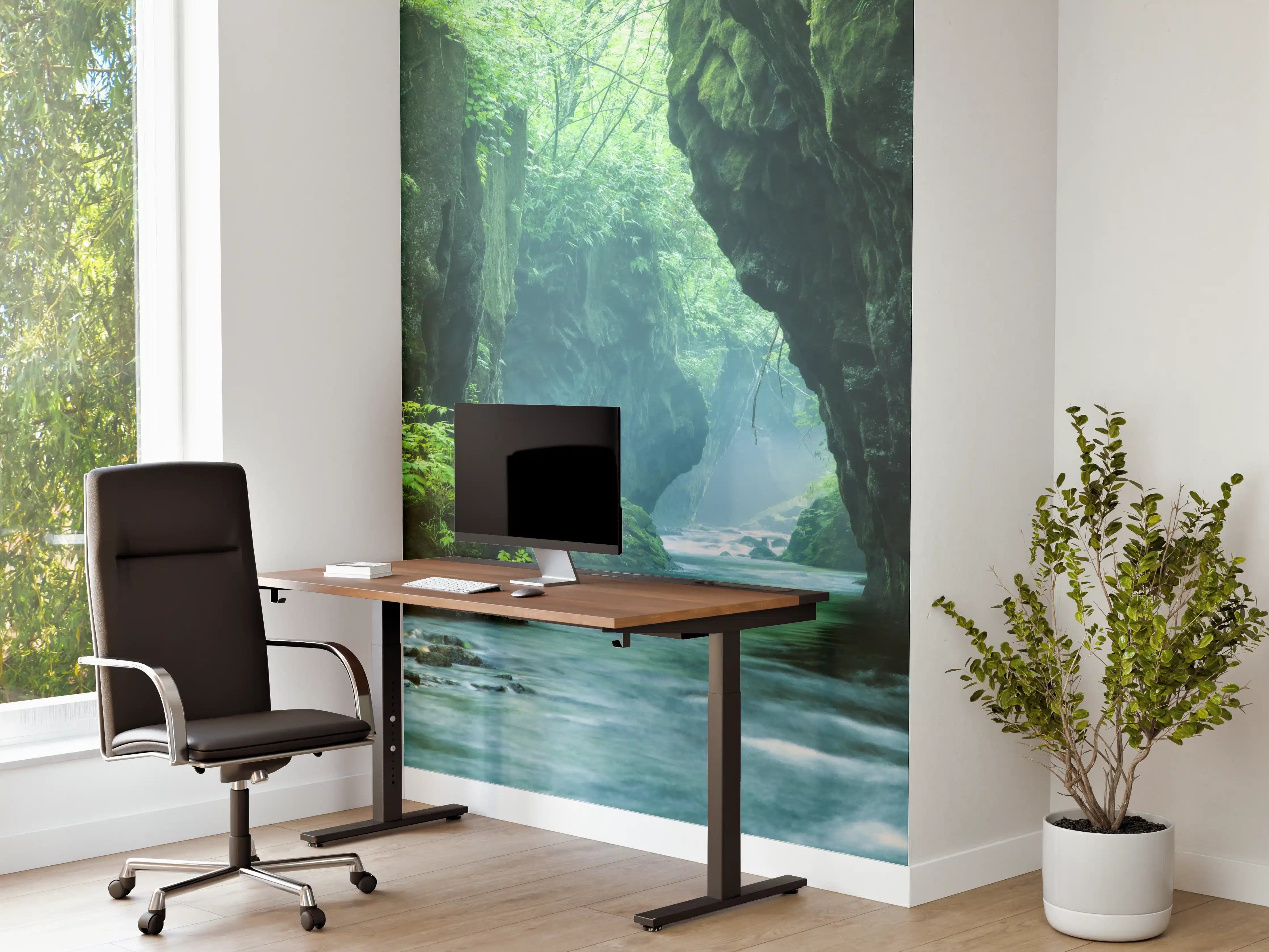 Büro Wandgestaltung - Felsschlucht im Dschungel Hokkaidos