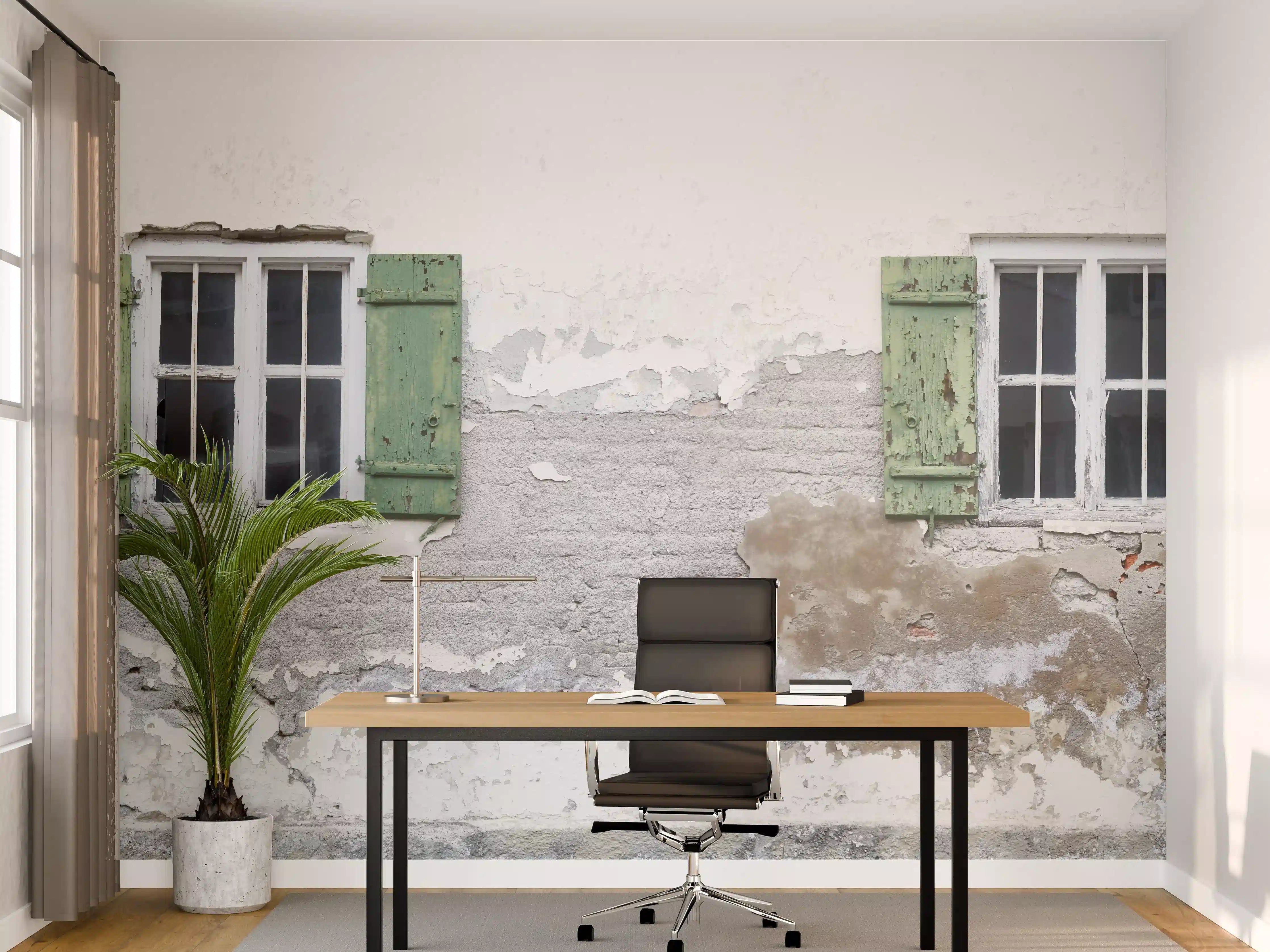 Büro Wandgestaltung - Fensterrahmen einer veralteten Hauswand
