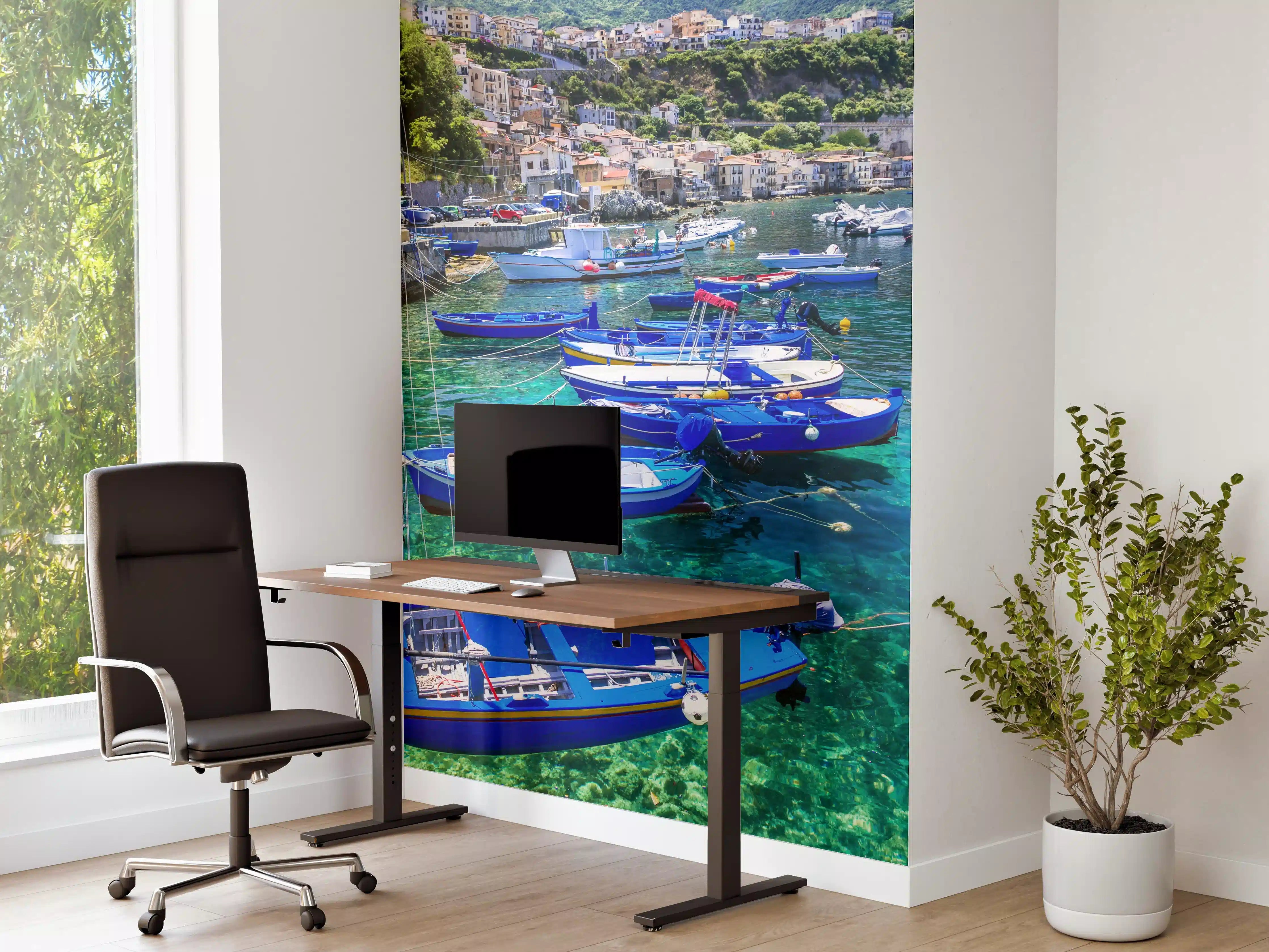 Büro Wandgestaltung - Fischerboote und das smaragdgrüne Meer - Kalabrien