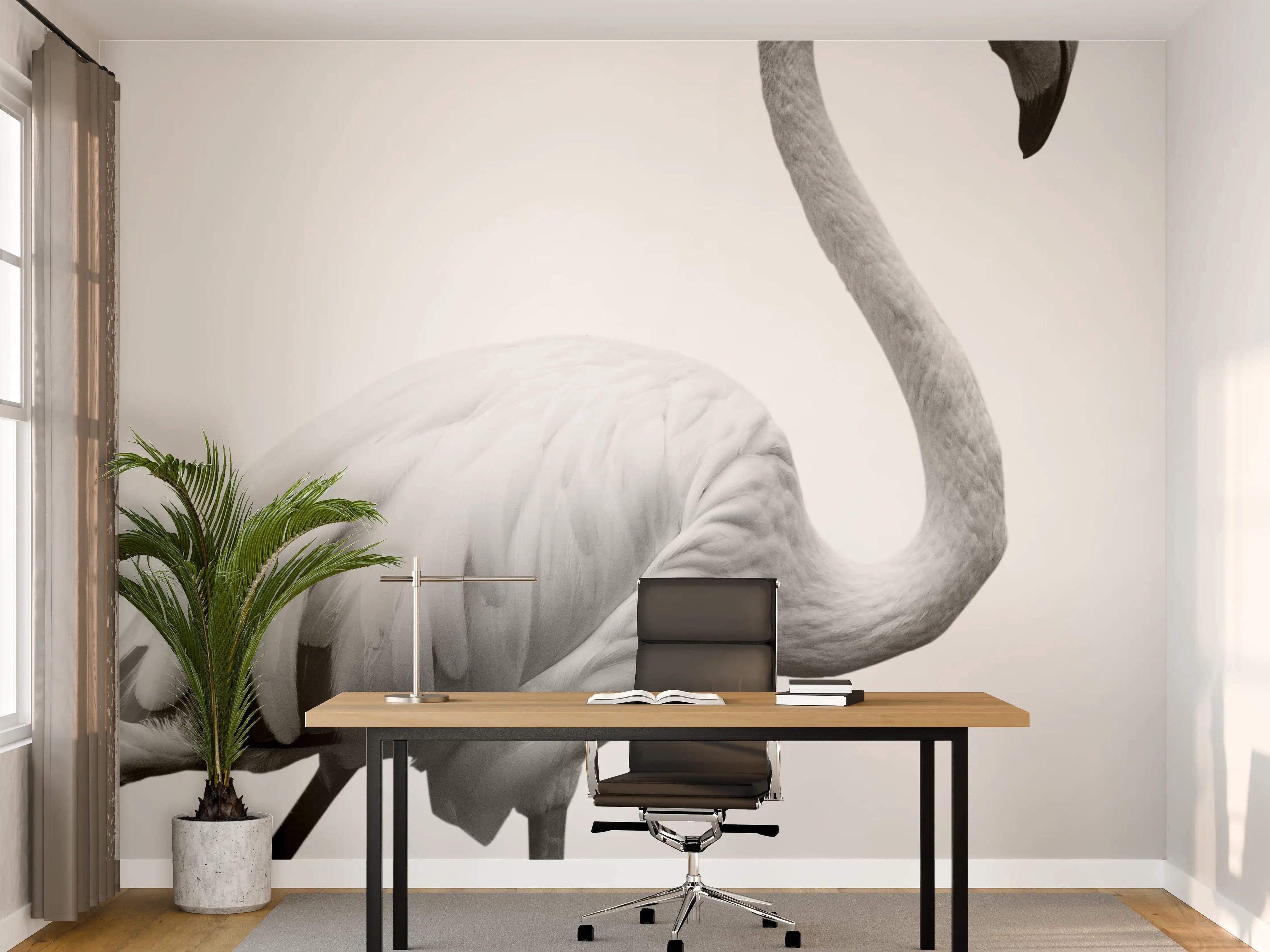 Büro Wandgestaltung - Flamingo - schwarz-weiß