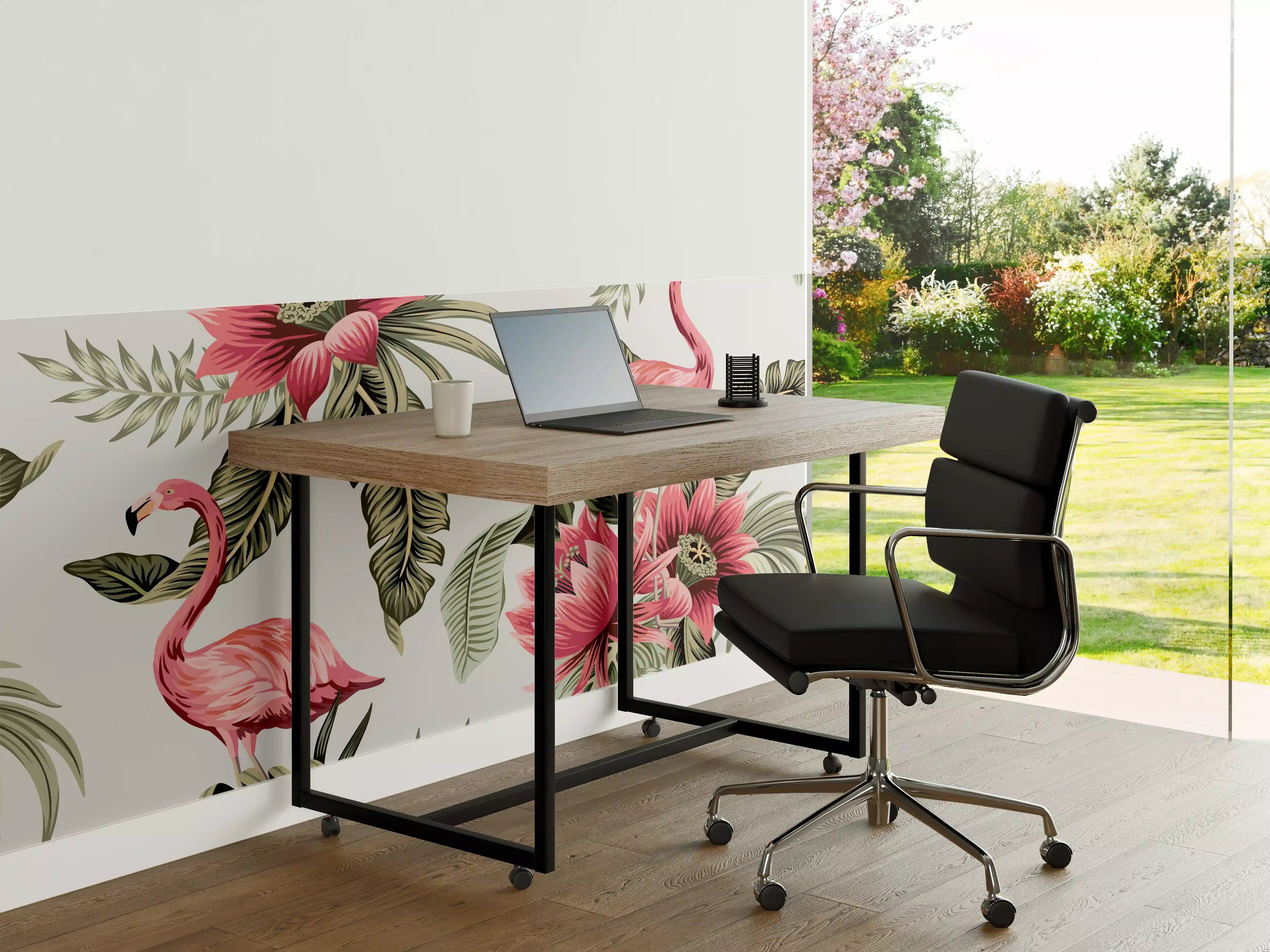 Büro Wandgestaltung - Flamingo & Tropenblumen Muster