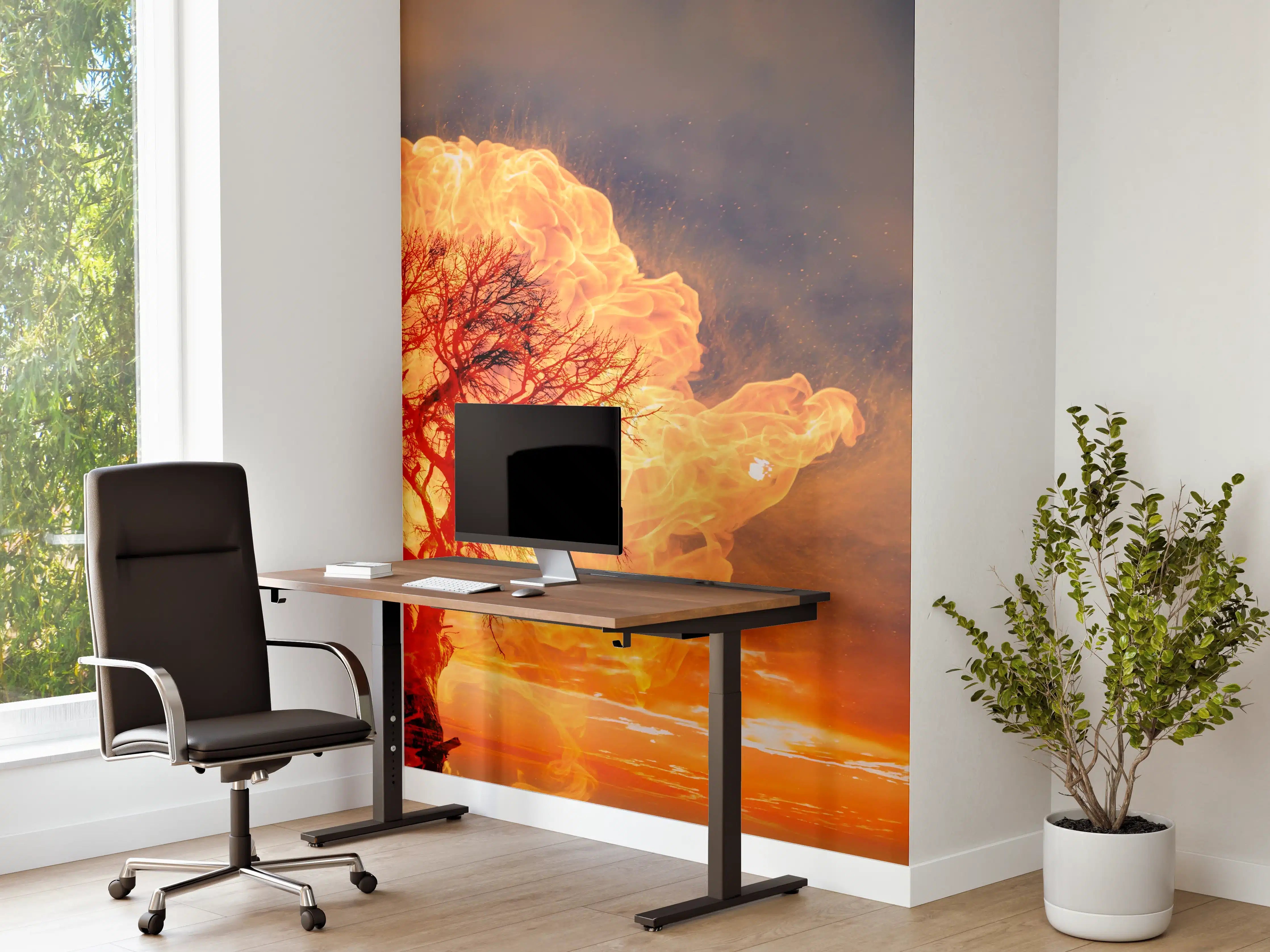 Büro Wandgestaltung - Flammender Baum bei Gewitter