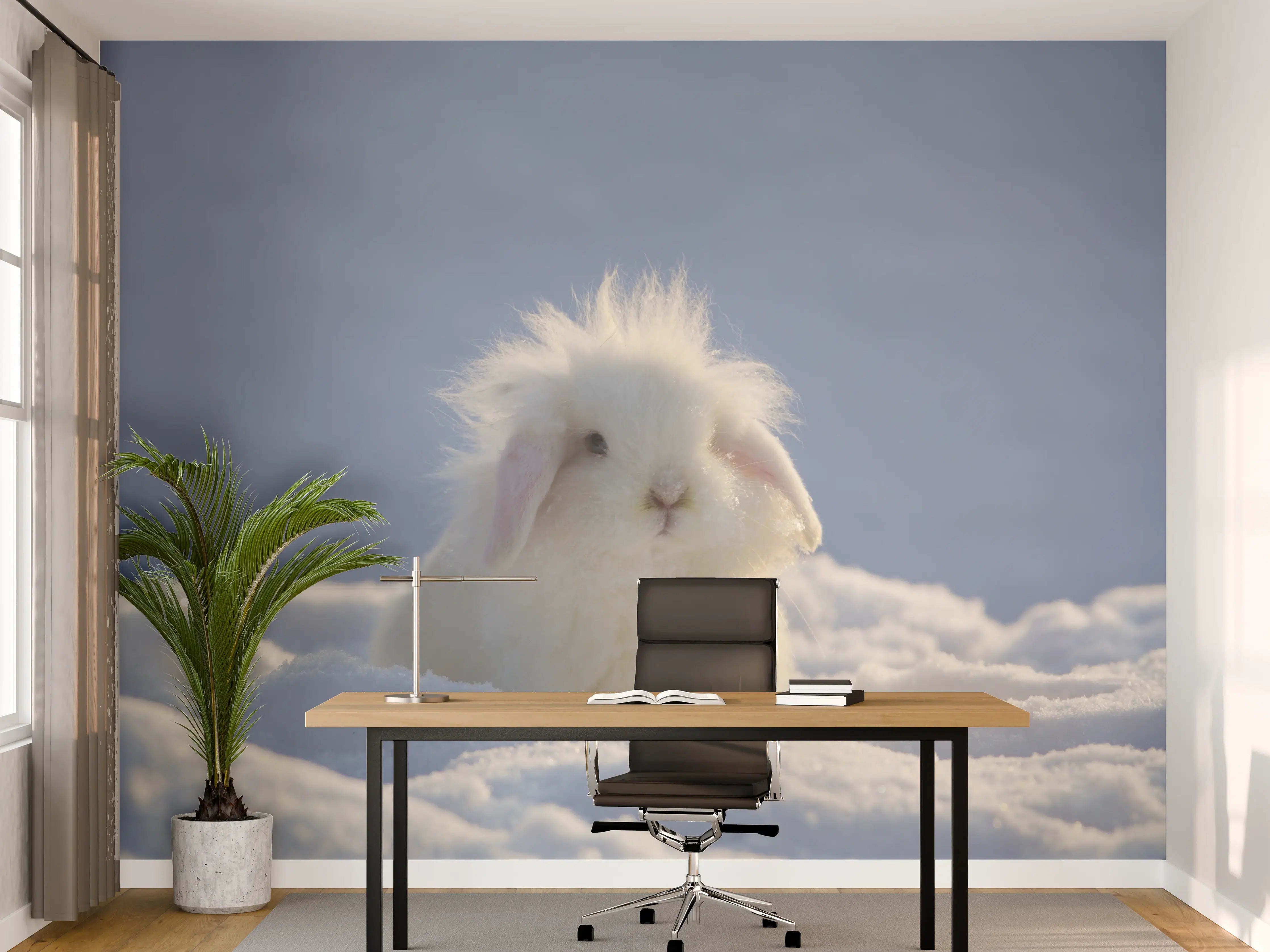 Büro Wandgestaltung - Flauschiges Kaninchen im Schnee