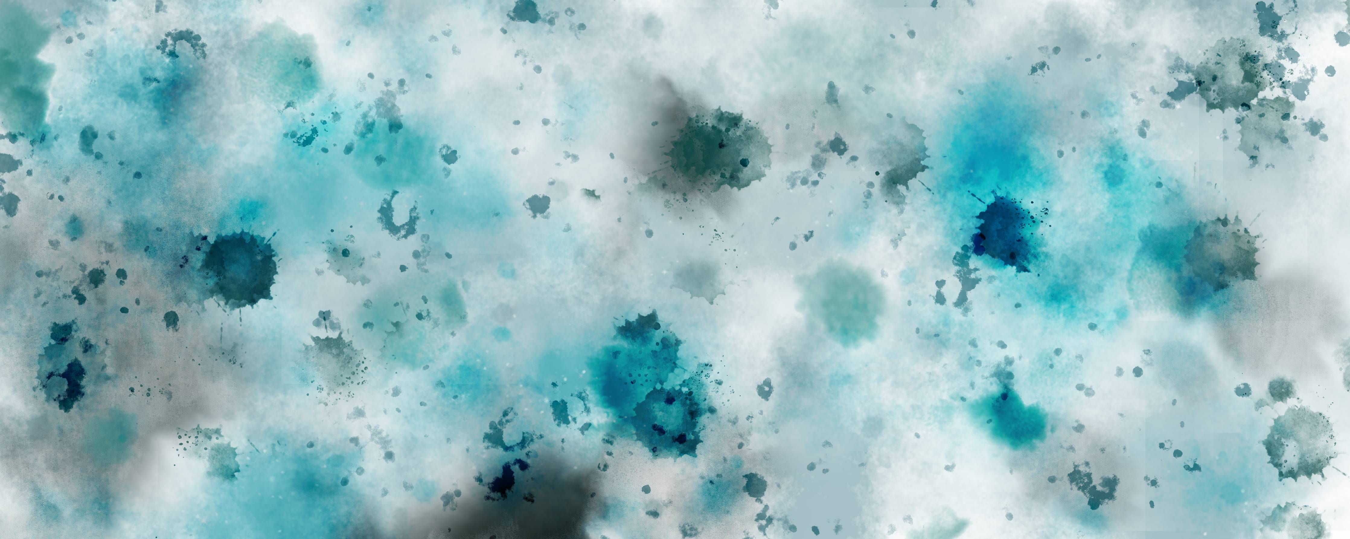 Büro Wandgestaltung-Flecken auf türkisfarbenen Aquarellhintergrund