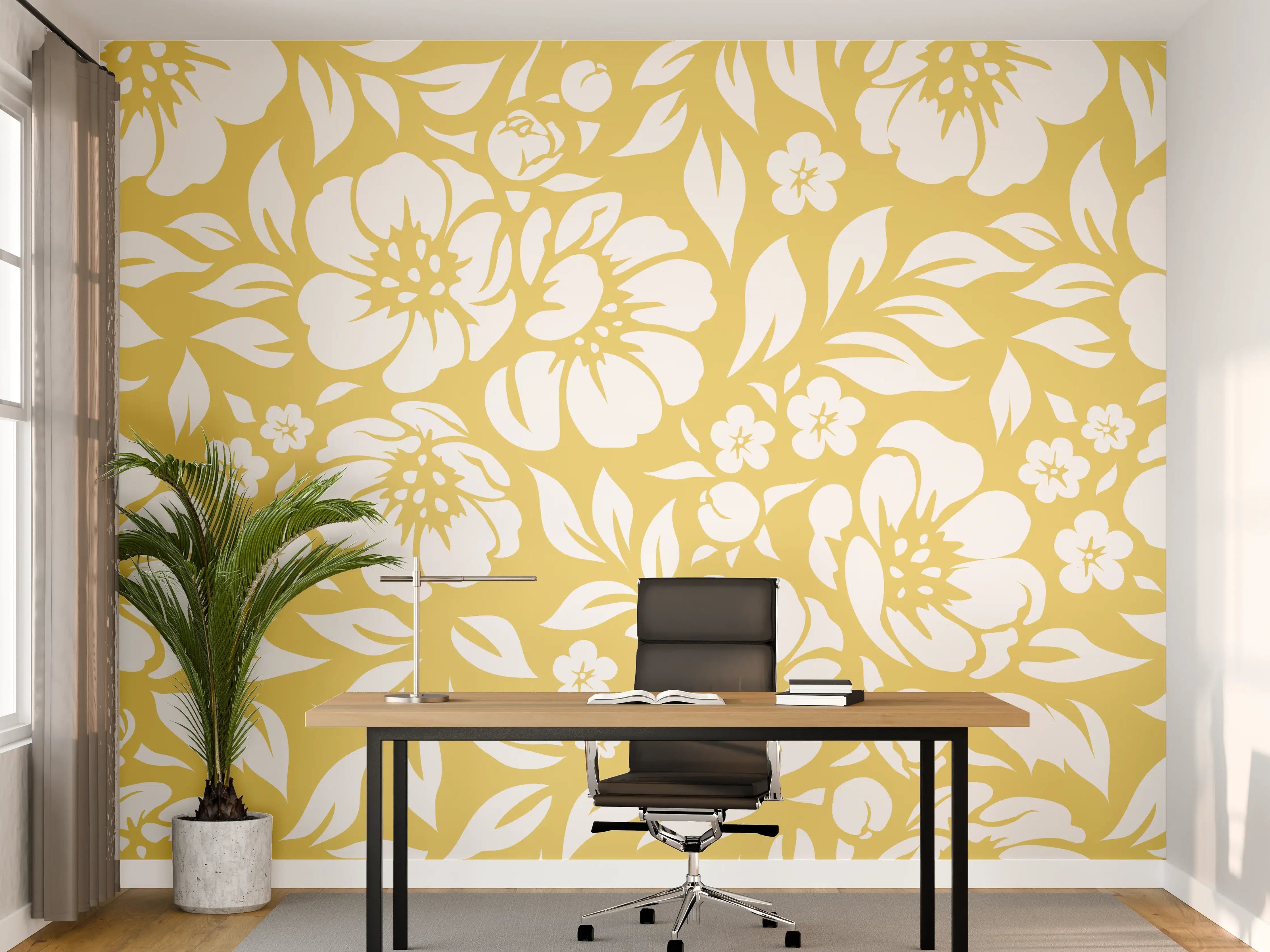 Büro Wandgestaltung - Florale Gold-Details für elegante Räume