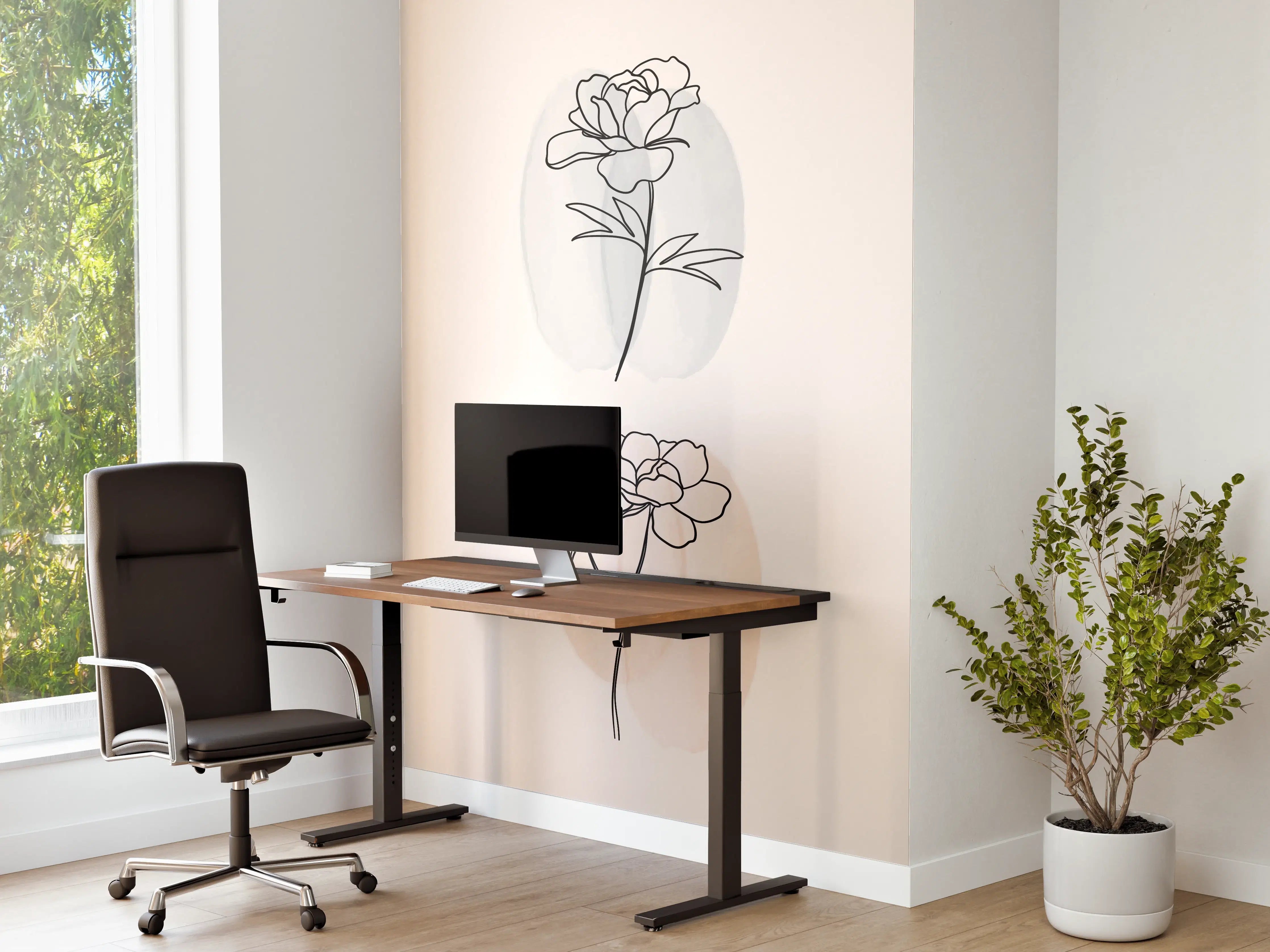 Büro Wandgestaltung - Florale Lineart Zeichnung Kollektion