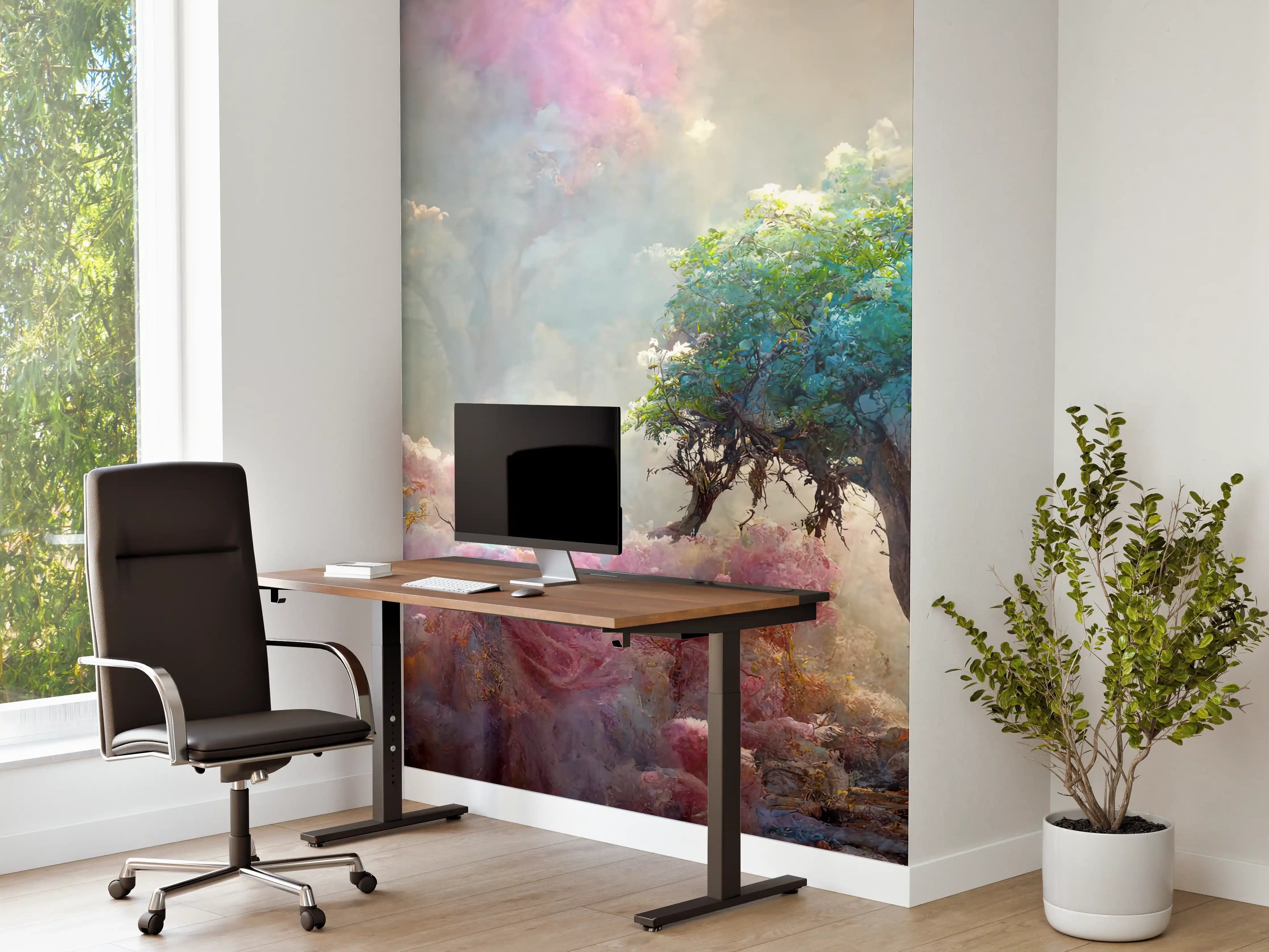 Büro Wandgestaltung - Florale Märchenlandschaft