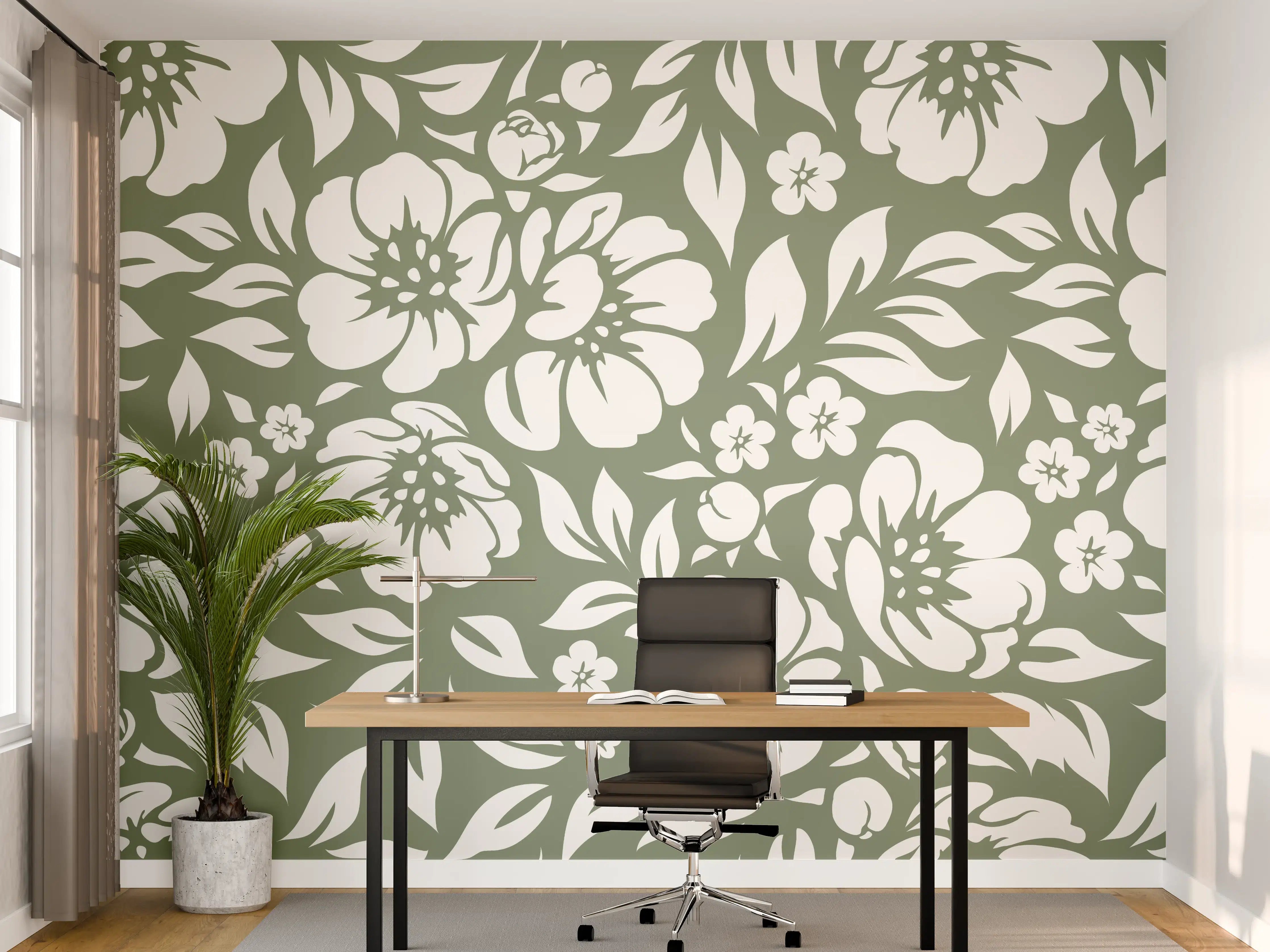 Büro Wandgestaltung - Florale Oliven-Design-Textur