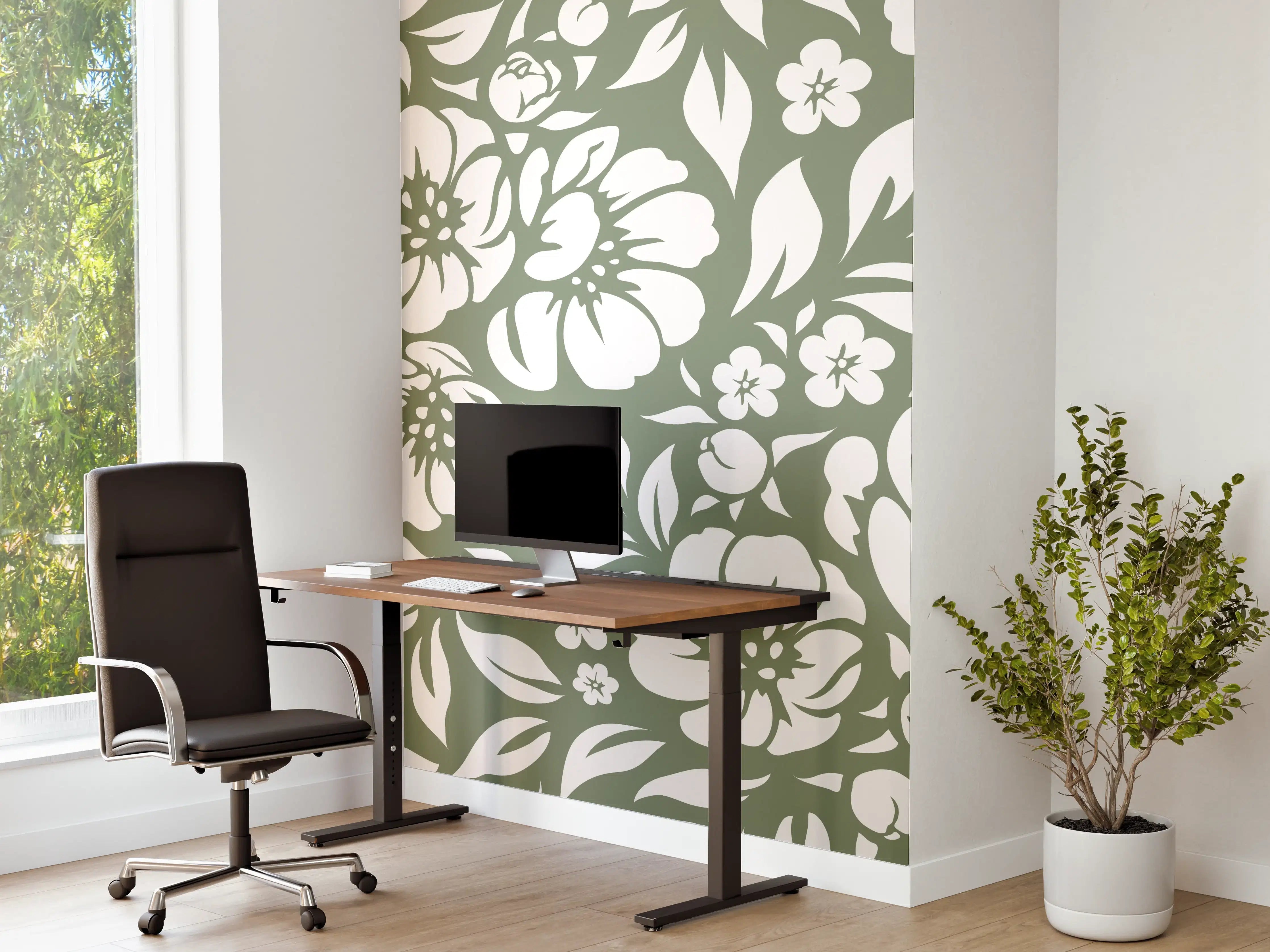 Büro Wandgestaltung - Florale Oliven-Design-Textur