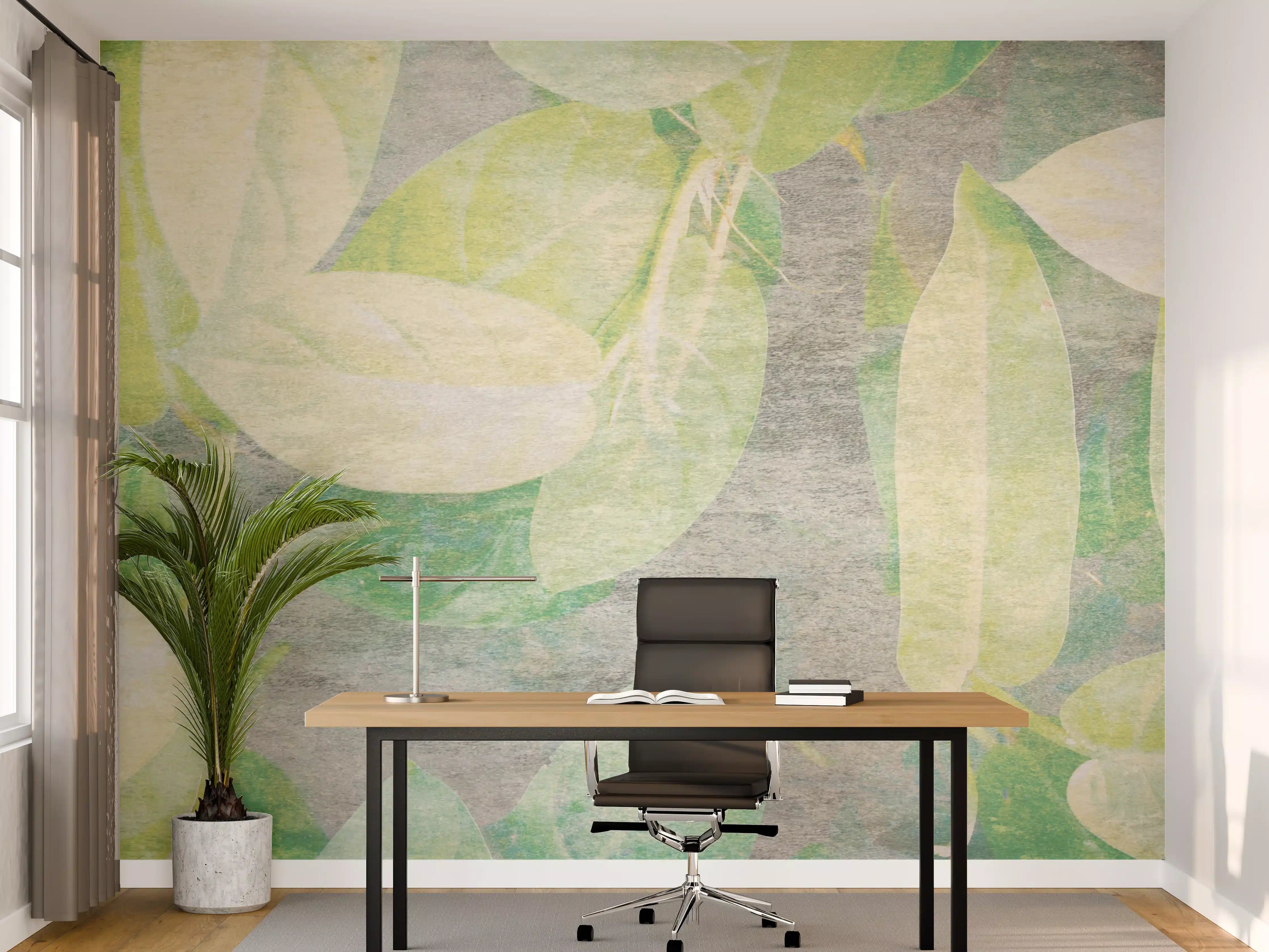 Büro Wandgestaltung - Florale Wand - Gräulich