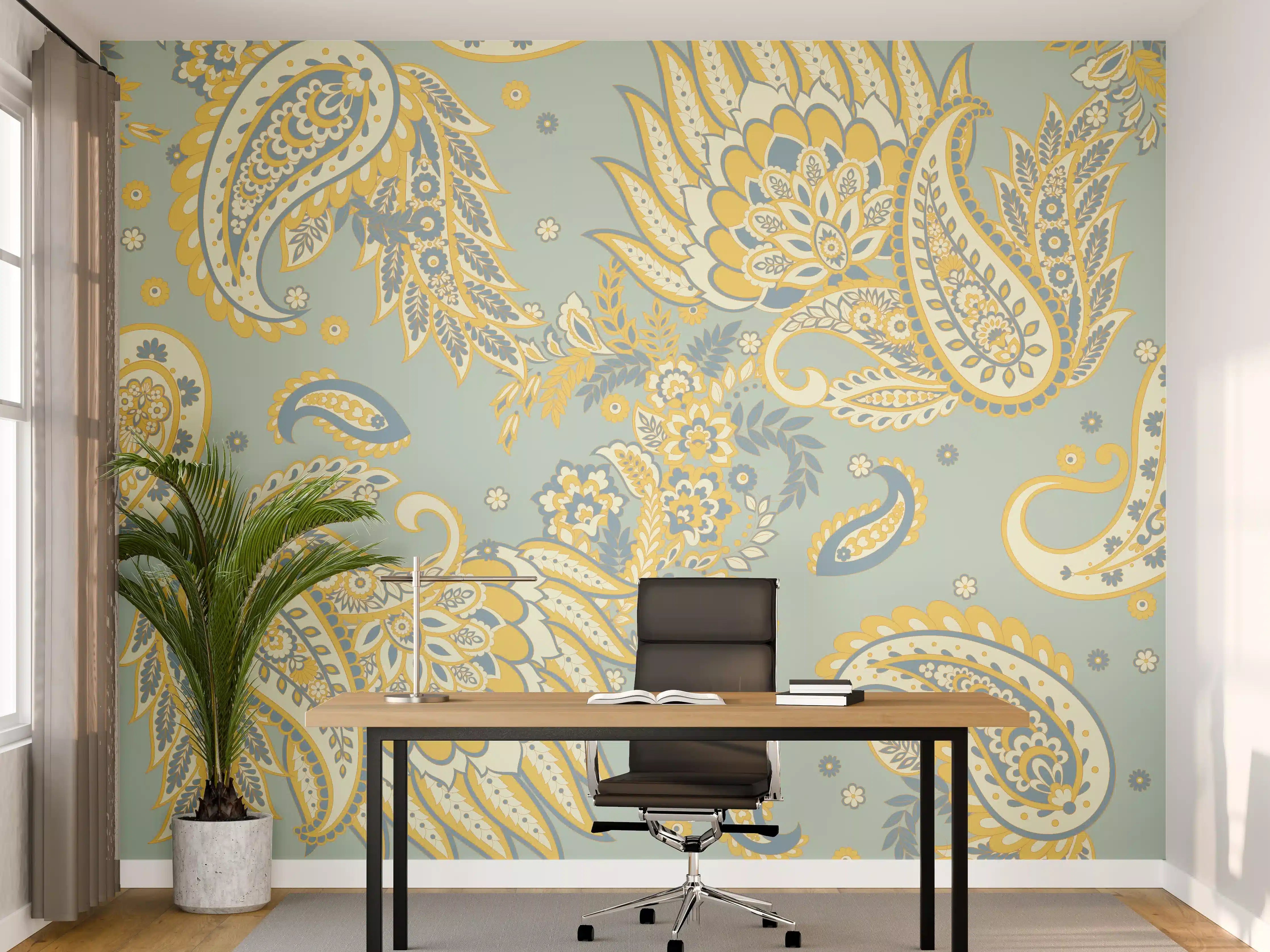 Büro Wandgestaltung - Floraler Stoffhintergrund