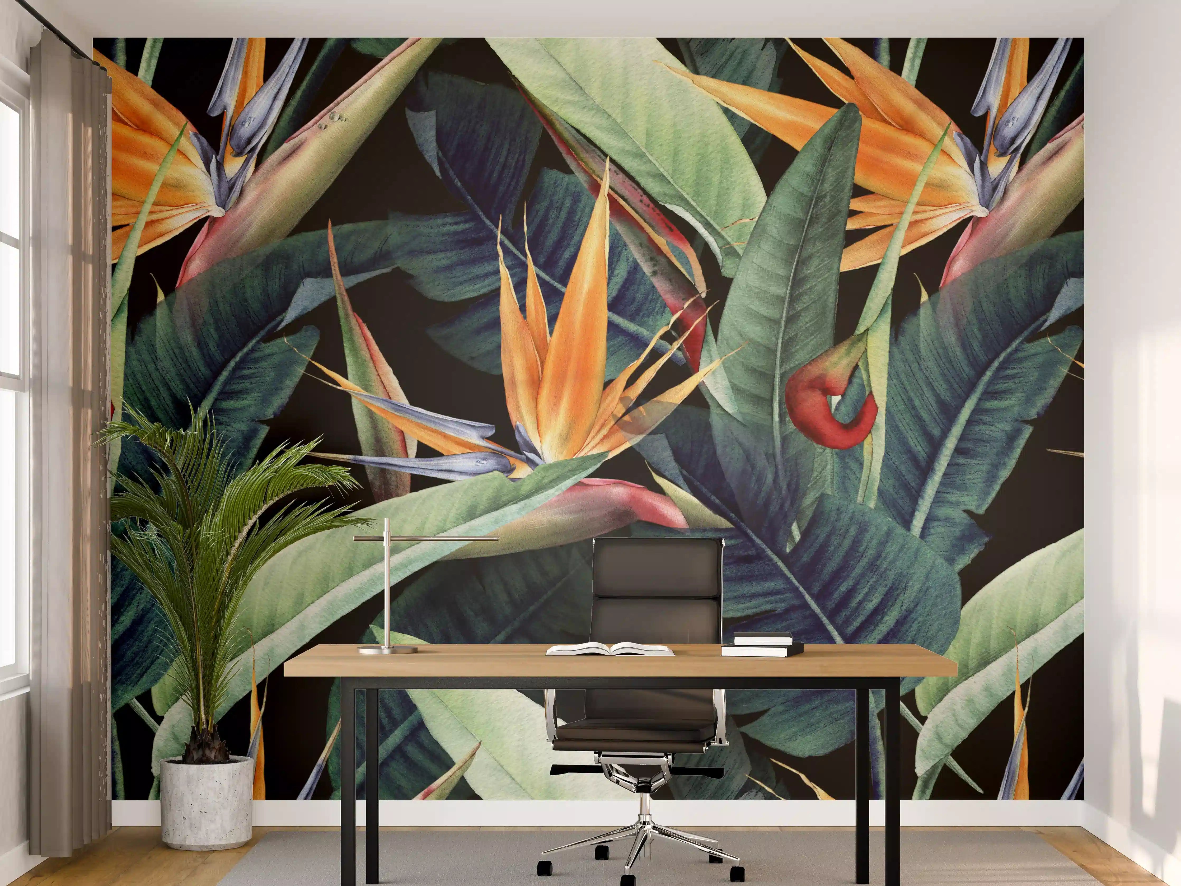 Büro Wandgestaltung - Florales Blätter Muster