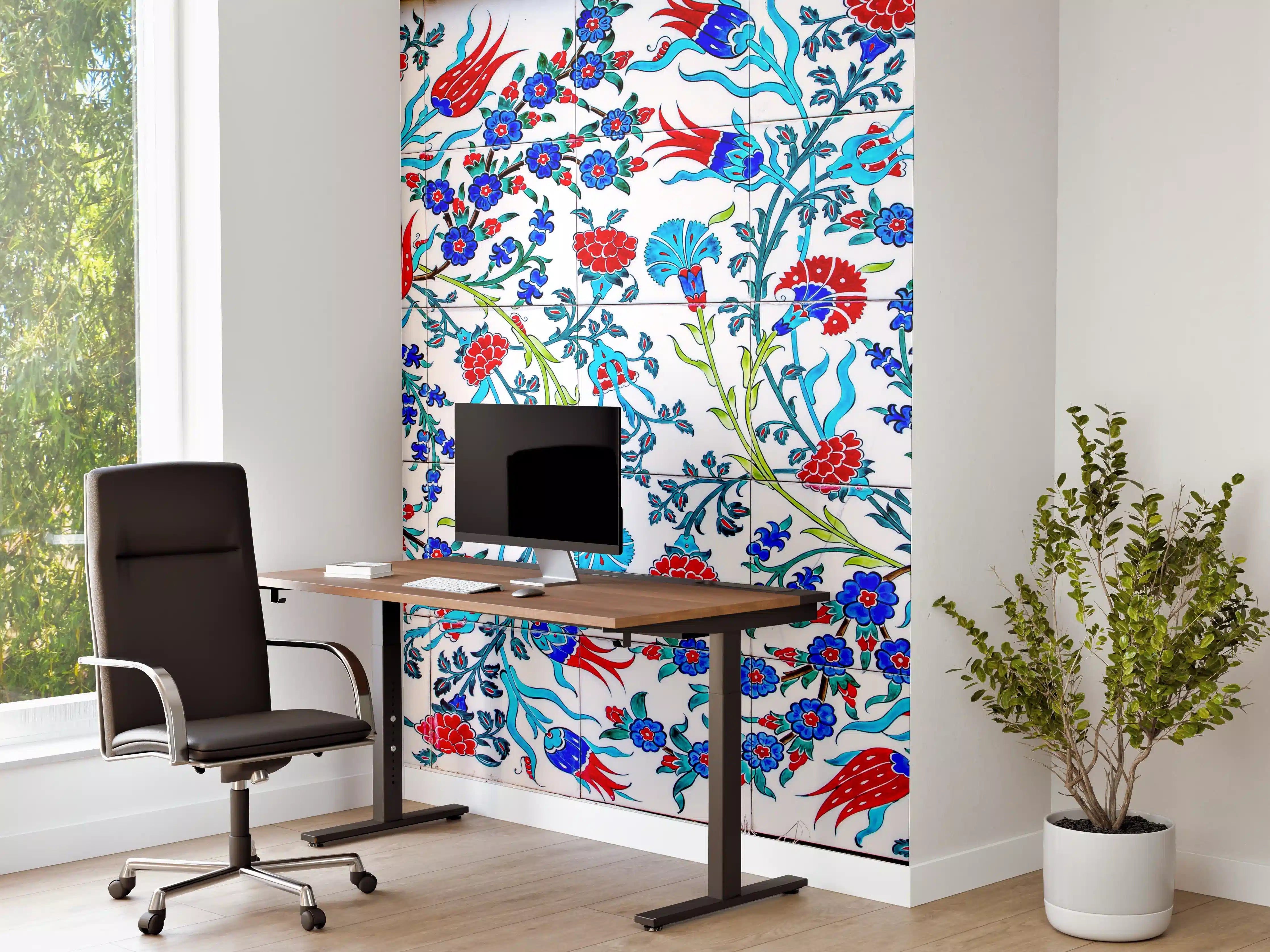 Büro Wandgestaltung - Florales Muster Türkische Wandfliese