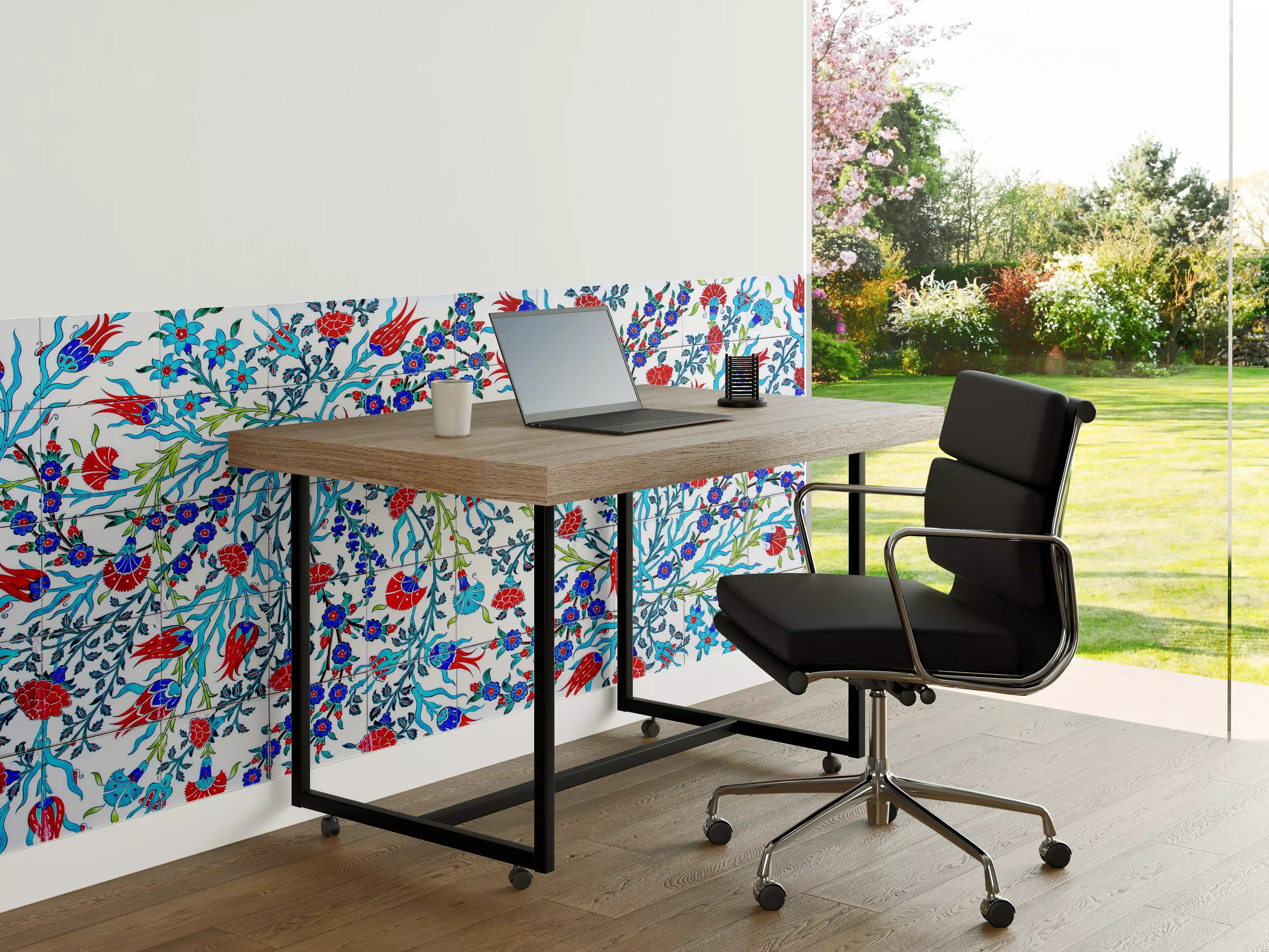 Büro Wandgestaltung - Florales Muster Türkische Wandfliese