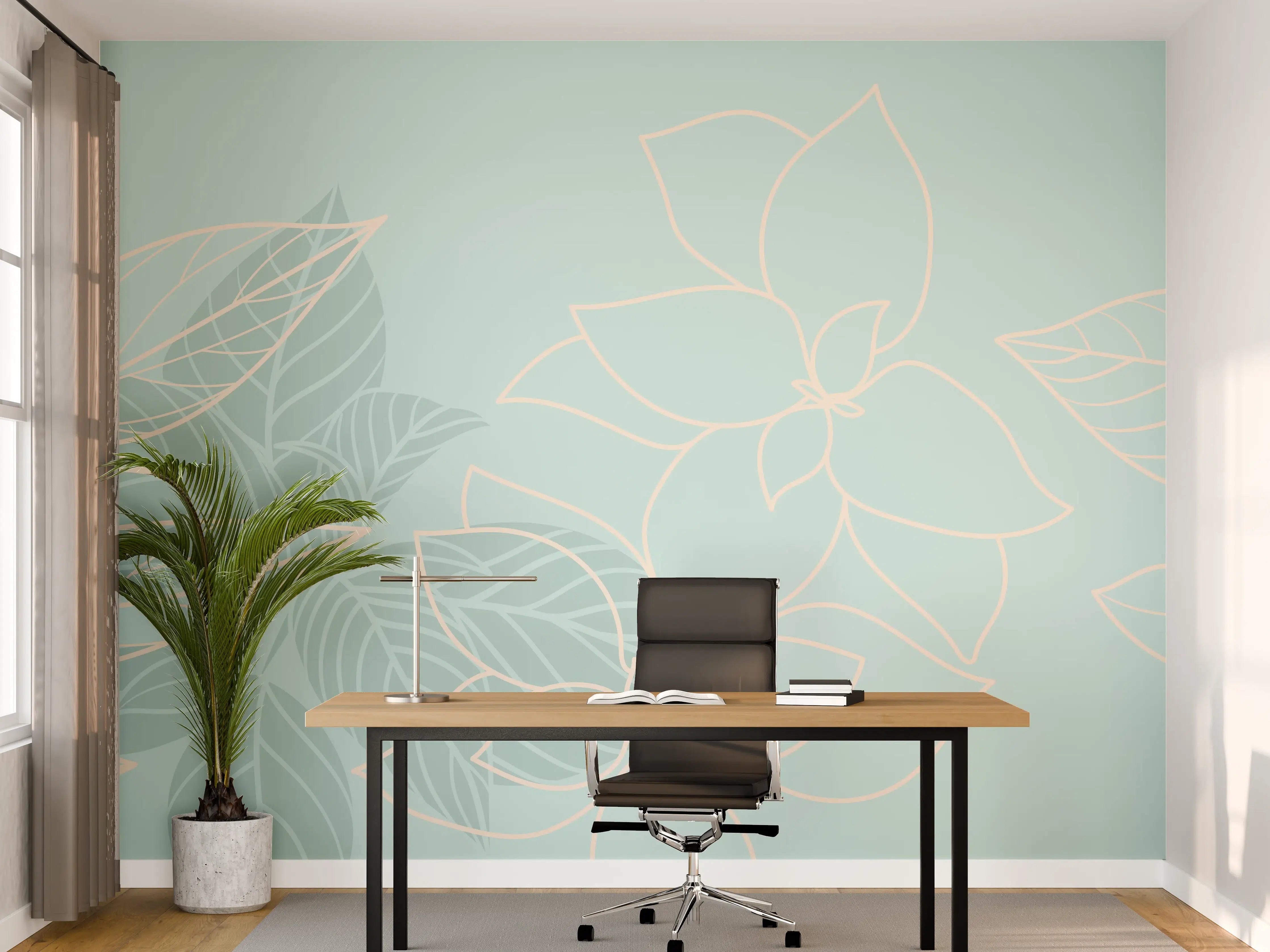 Büro Wandgestaltung - Florales Muster in Pastelltönen