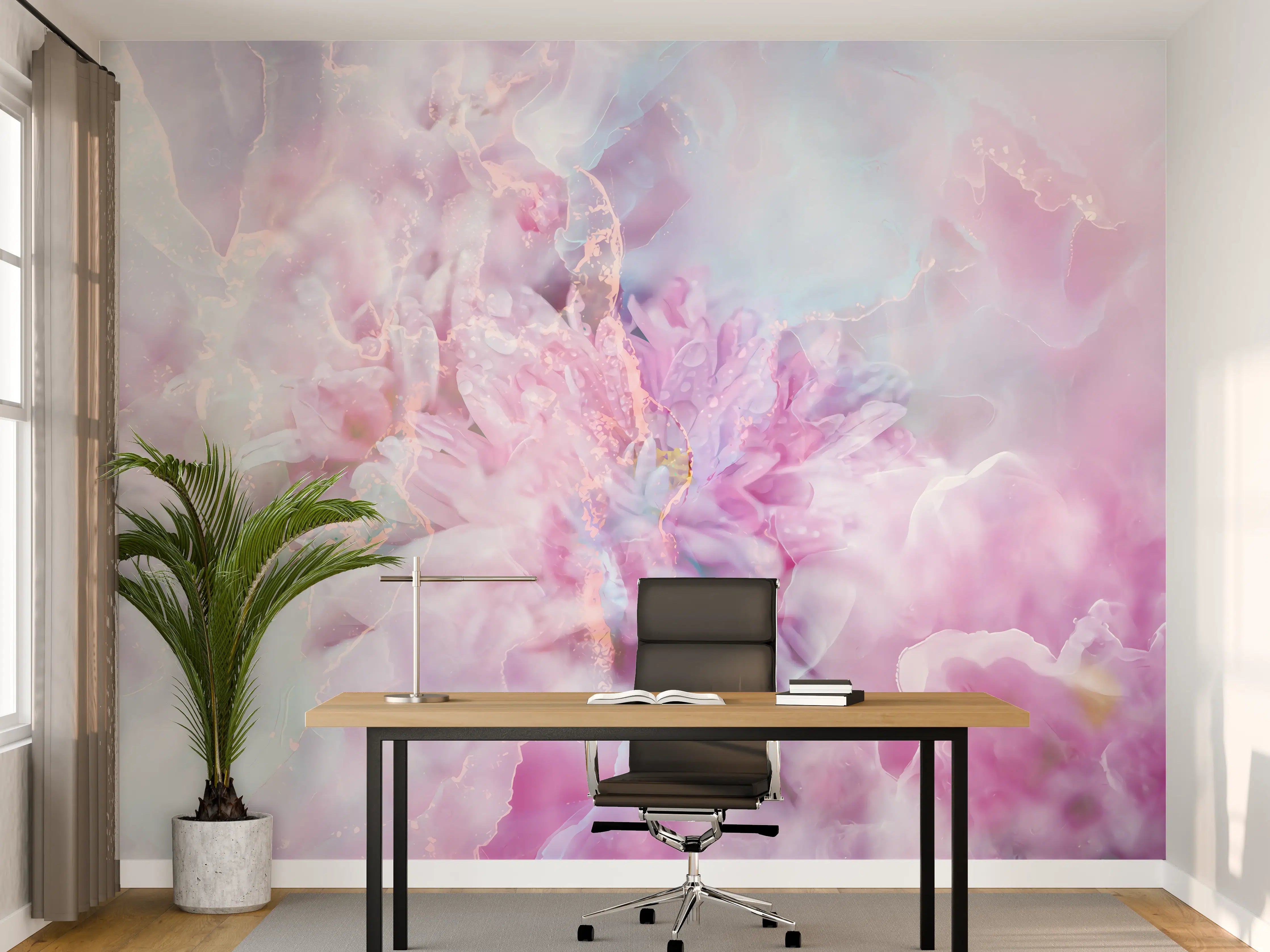 Büro Wandgestaltung - Florales Portrait - Pastell
