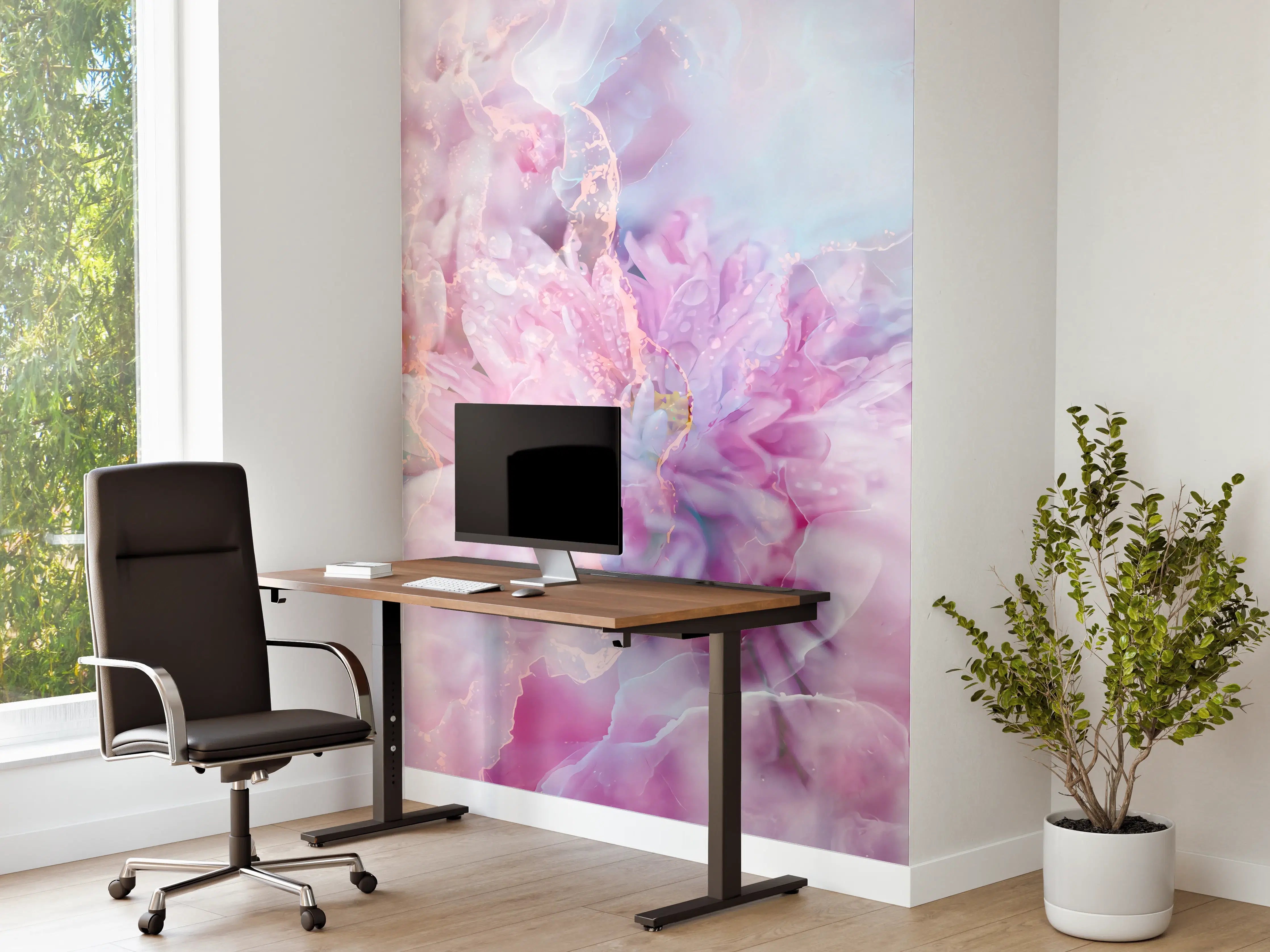 Büro Wandgestaltung - Florales Portrait - Pastell