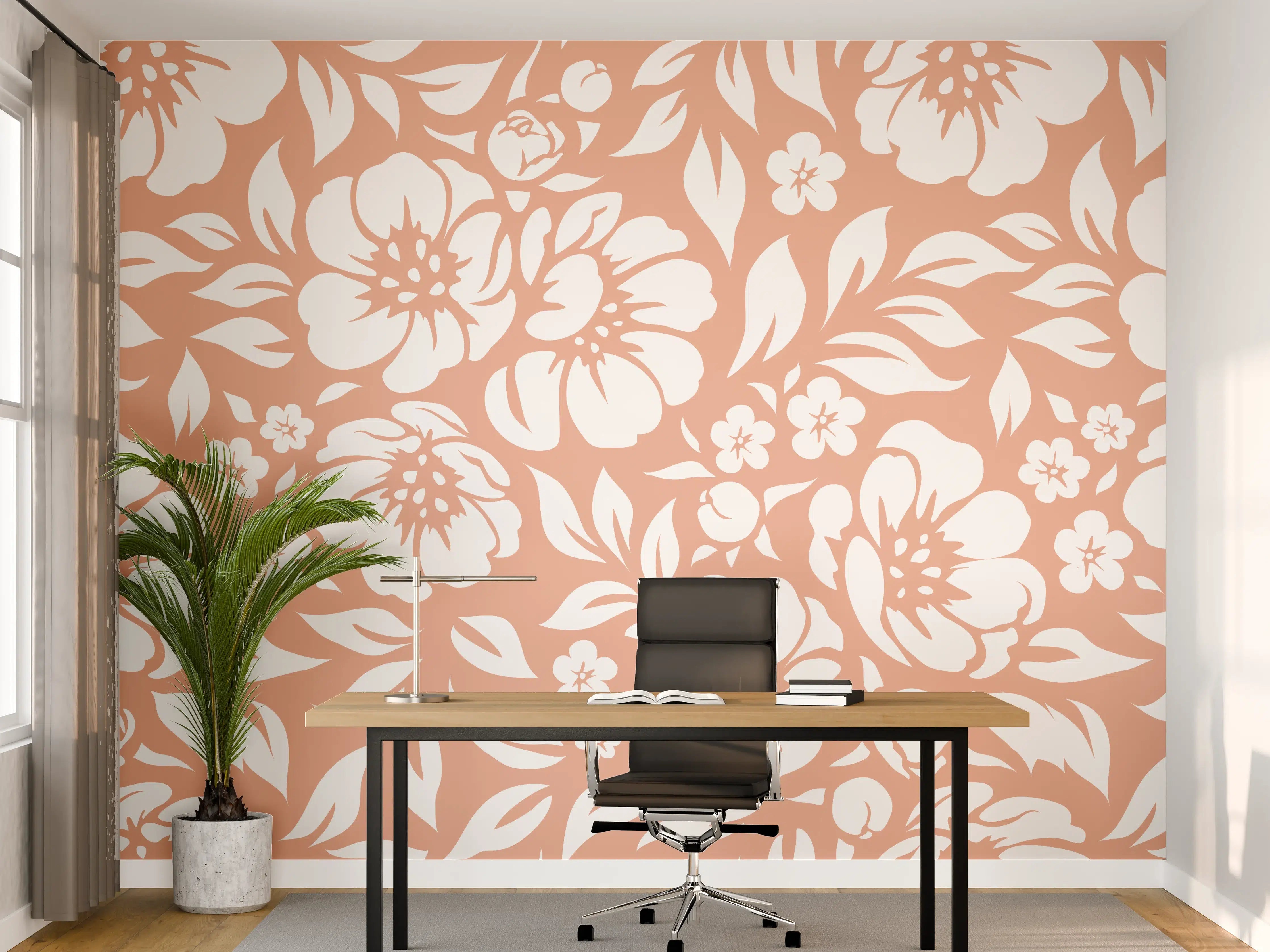 Büro Wandgestaltung - Florales Salmone-Muster