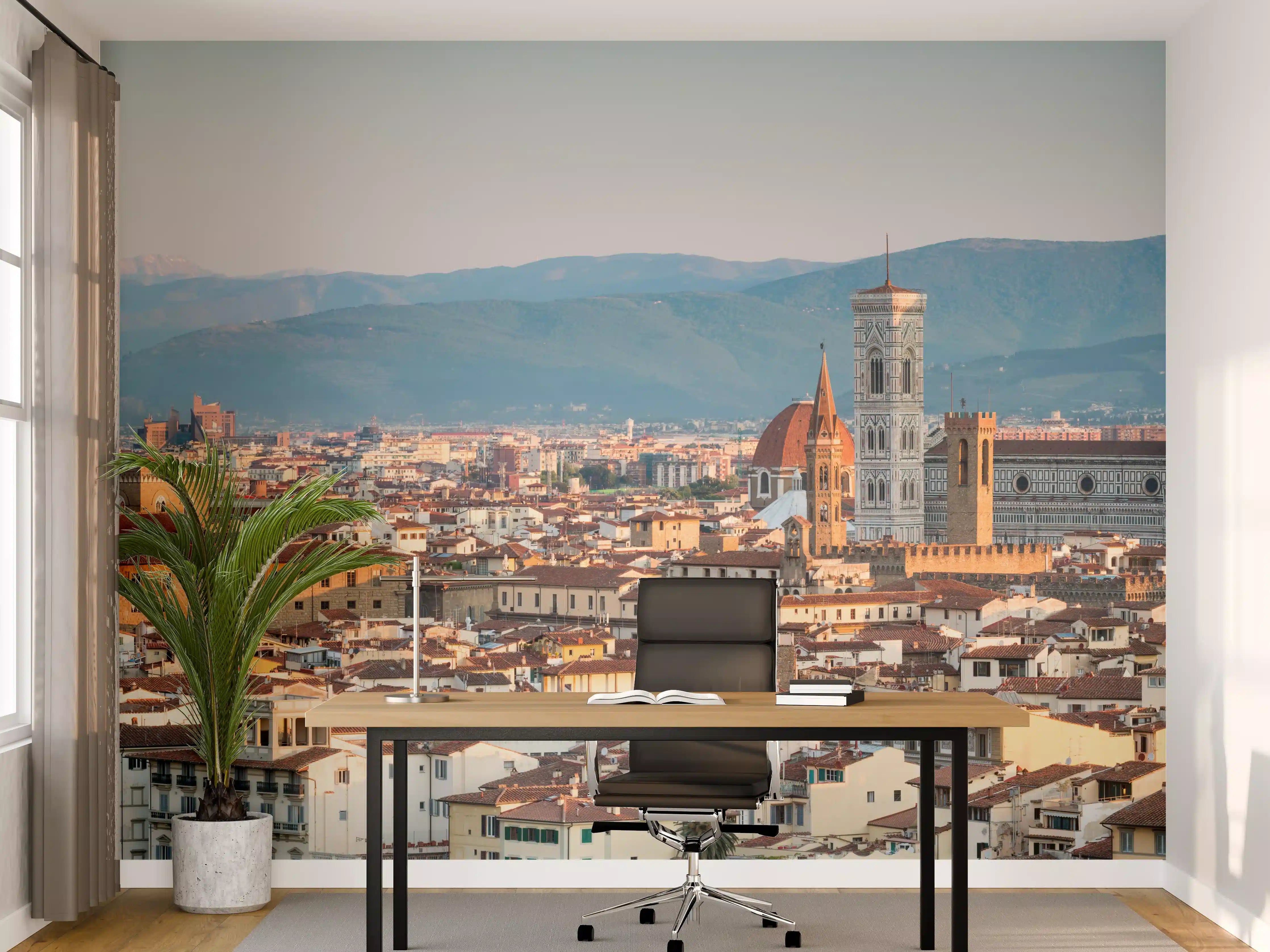 Büro Wandgestaltung - Florenz Skyline Blau-Beige