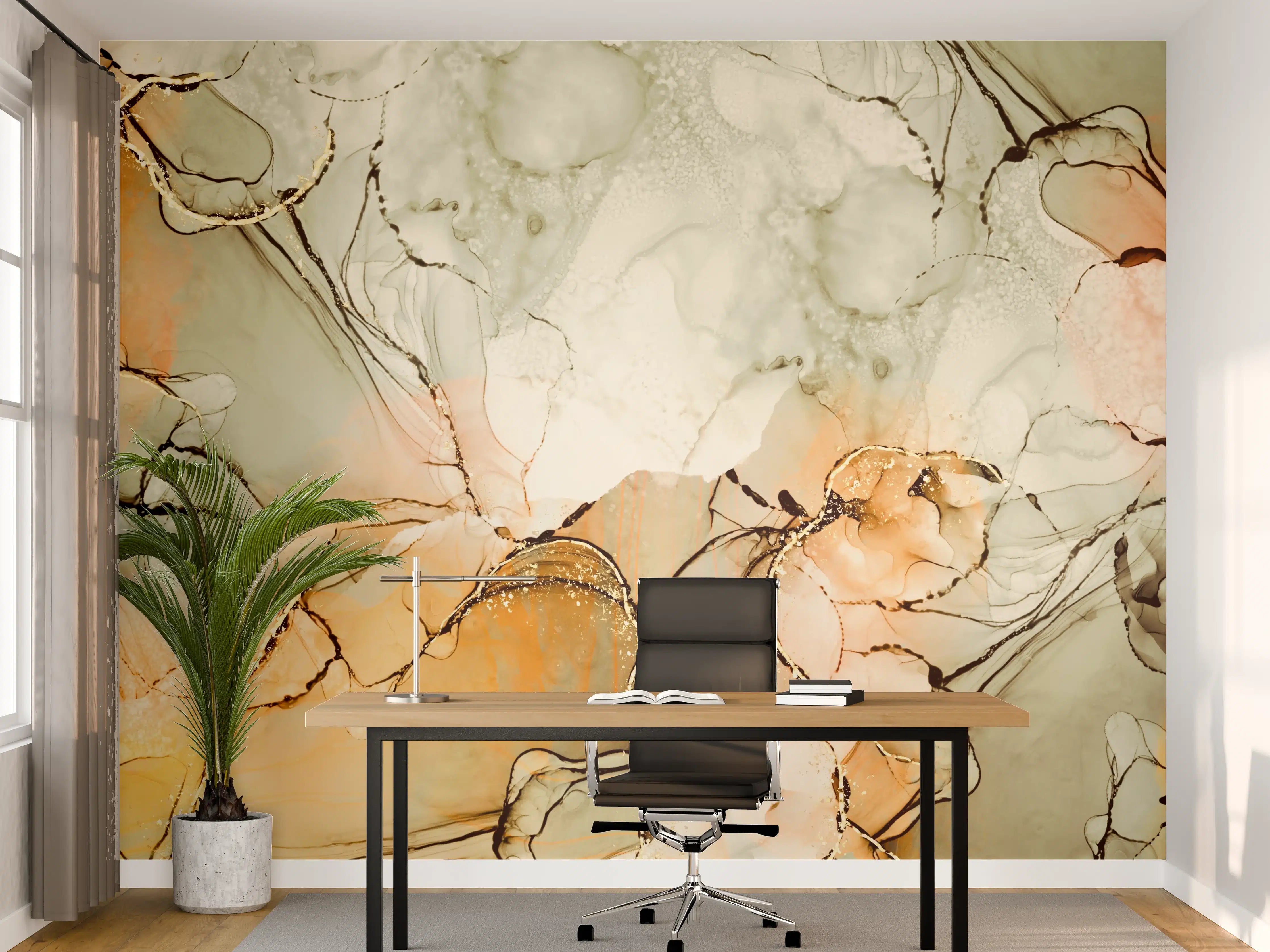 Büro Wandgestaltung - Flüssige Tinte mit Goldelementen