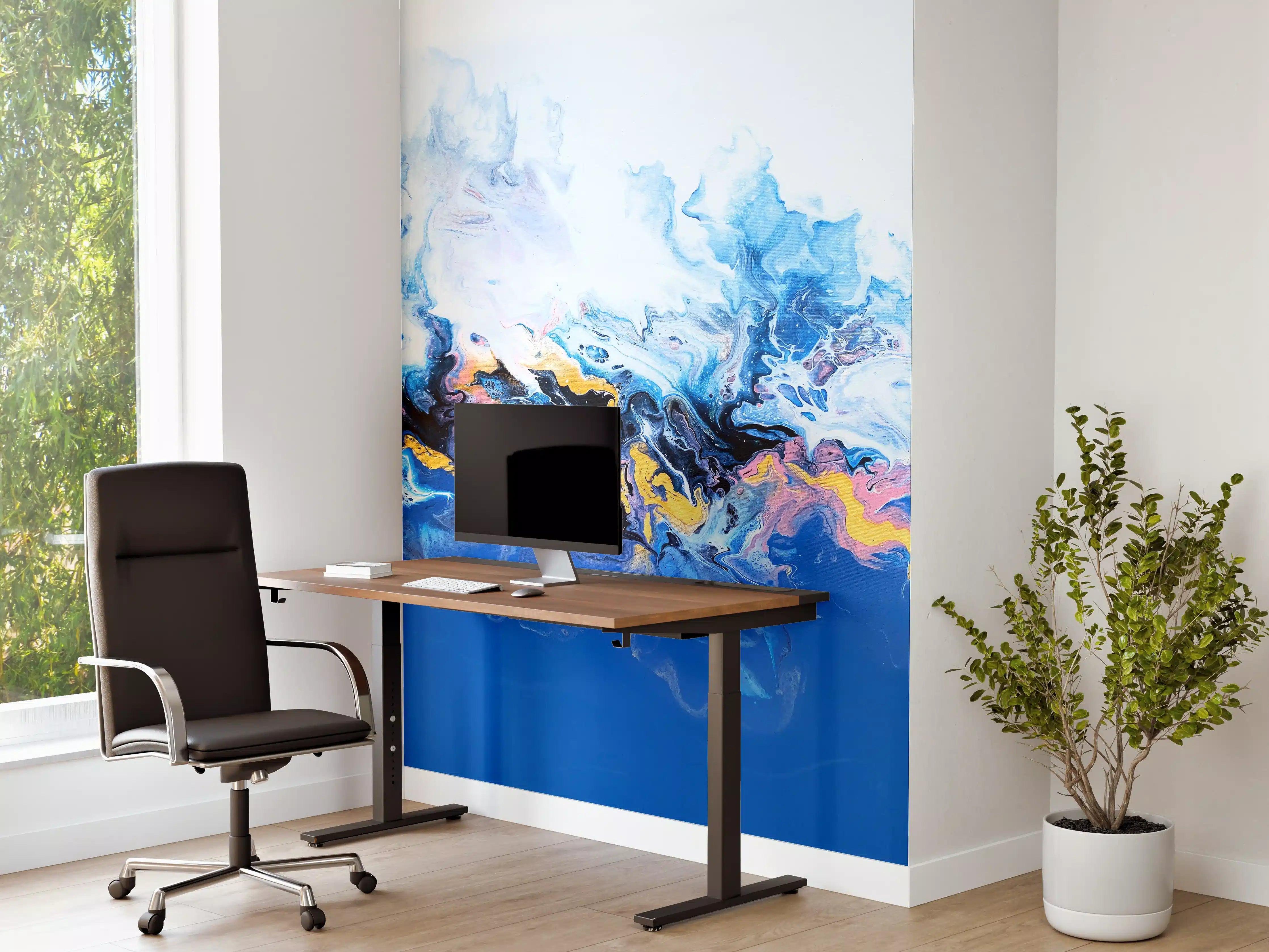 Büro Wandgestaltung - Flüssigkunst Malerei - Bläulich