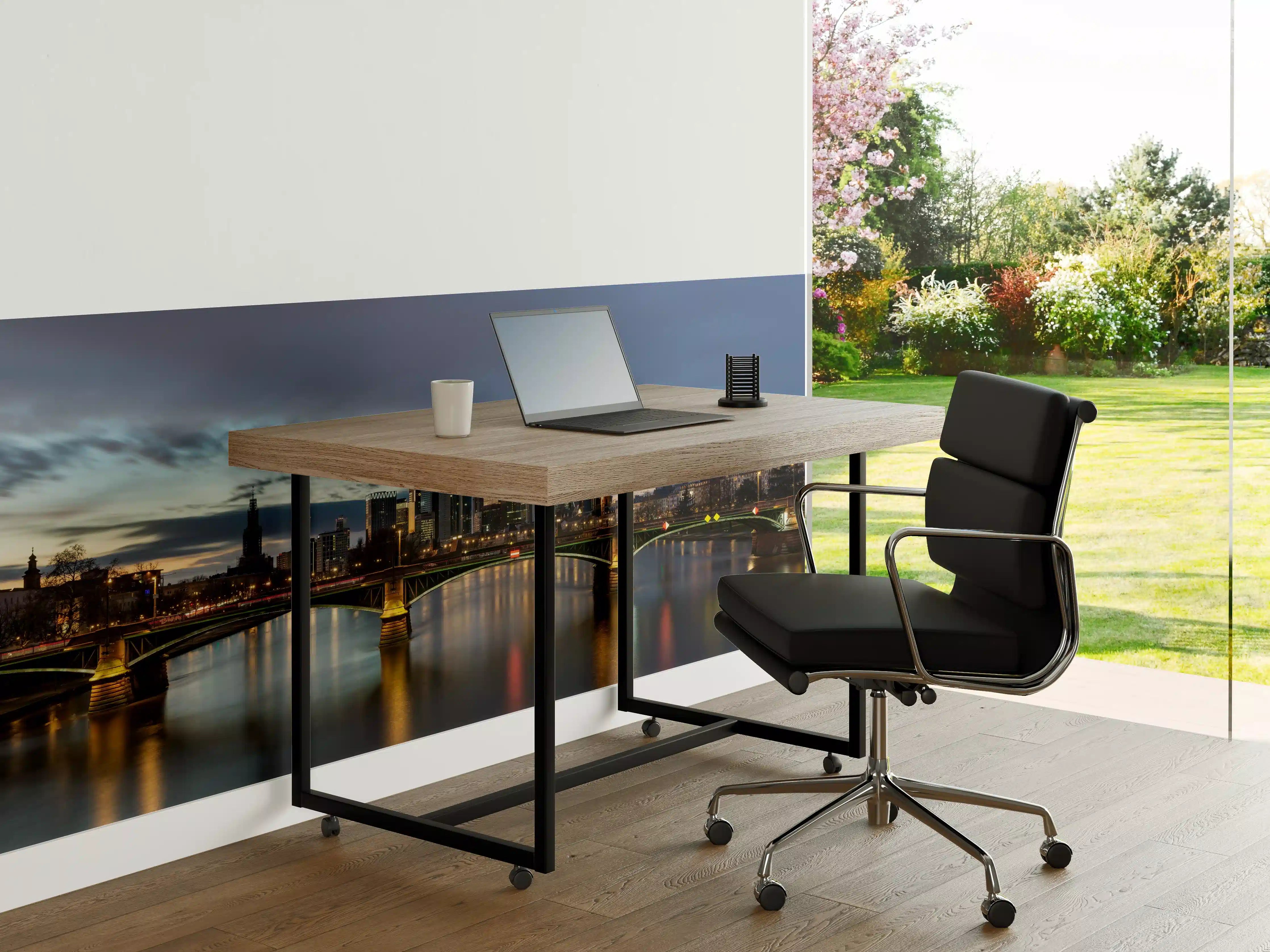 Büro Wandgestaltung - Flussansicht in der Dämmerung von Frankfurt