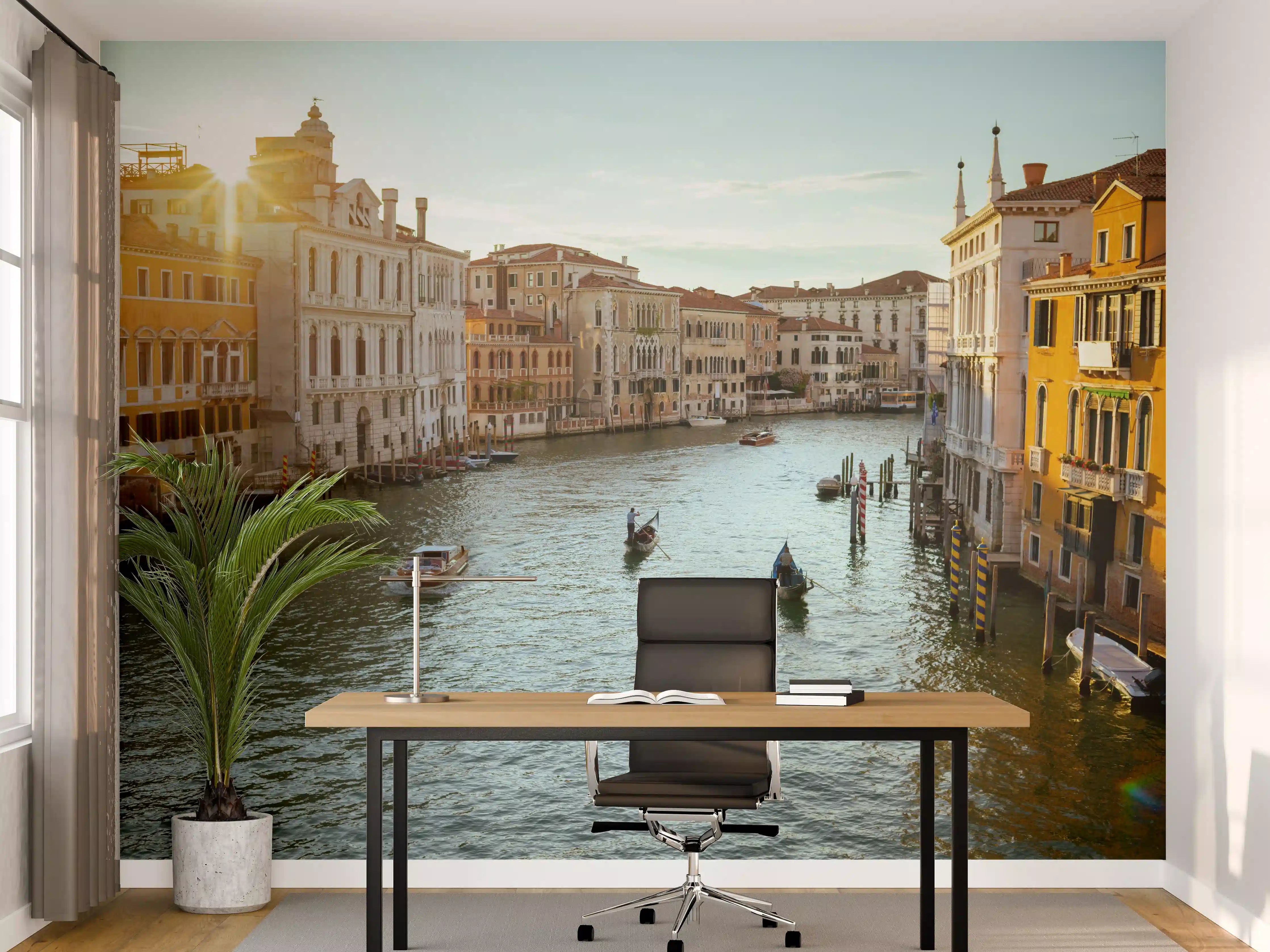 Büro Wandgestaltung - Flusslandschaft mit Gondel - Venedig