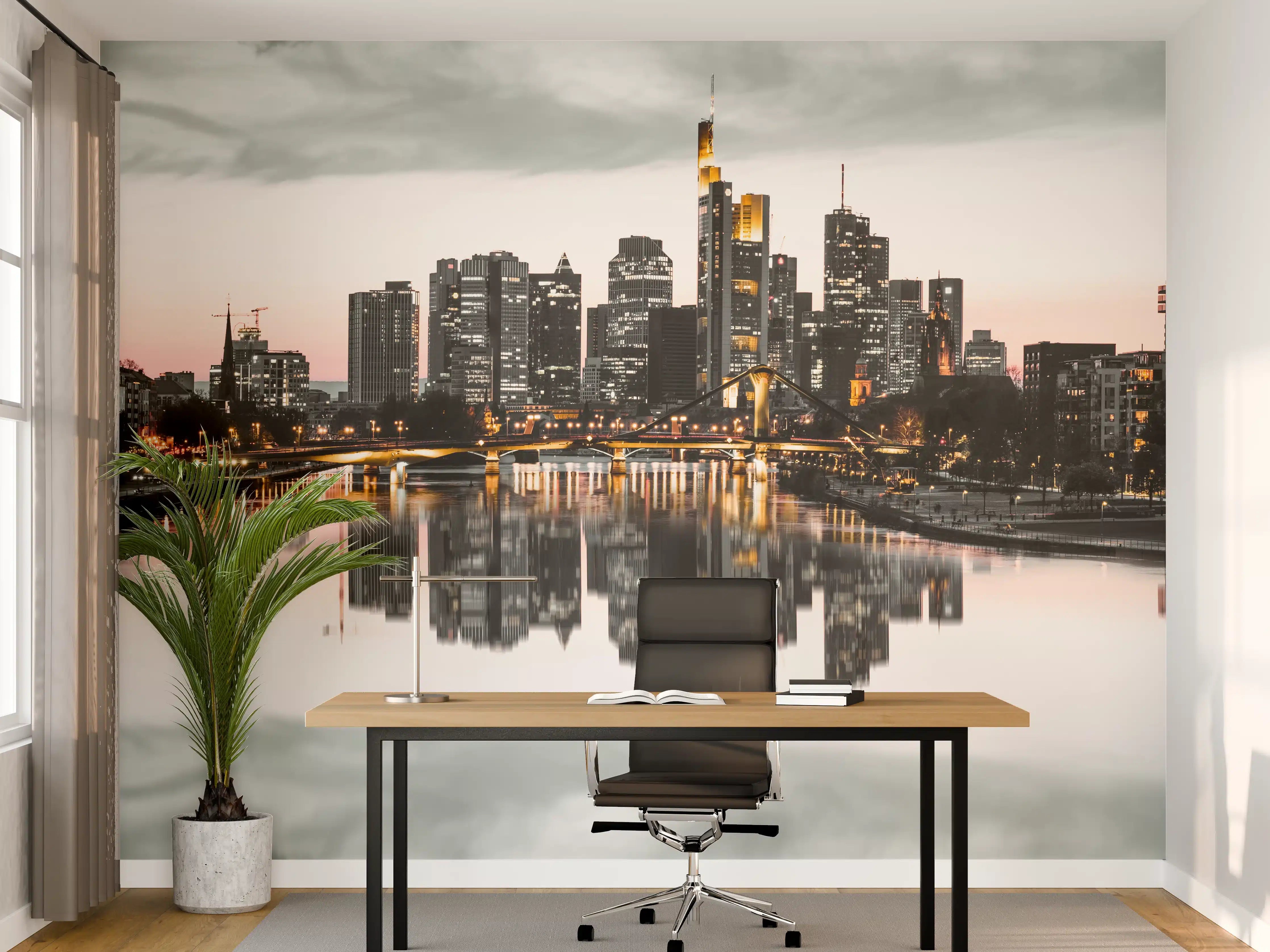 Büro Wandgestaltung - Frankfur Skyline Black & White