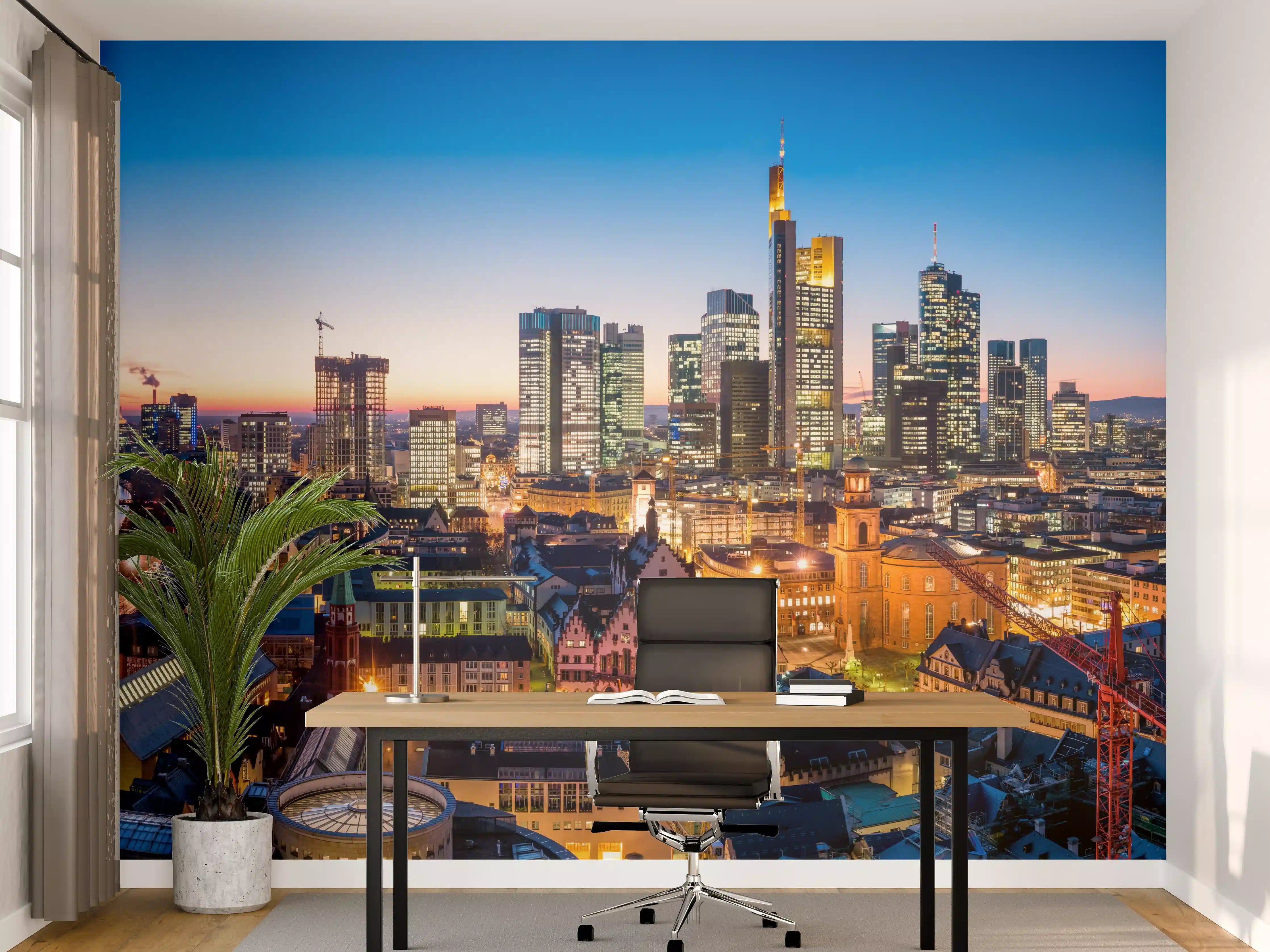 Büro Wandgestaltung - Frankfurt Skyline Dämmerung 2