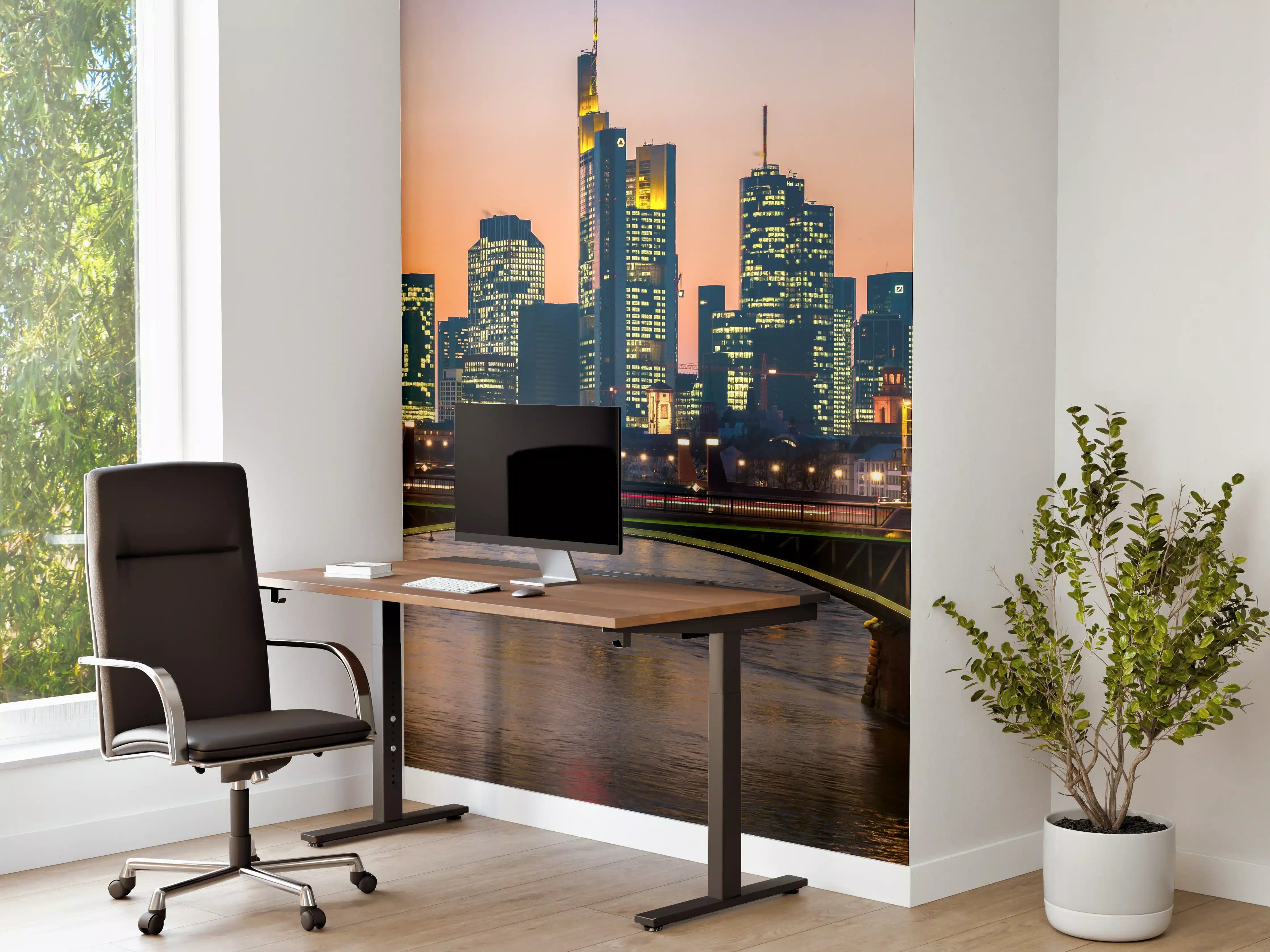 Büro Wandgestaltung - Frankfurt Skyline Sonnenuntergang