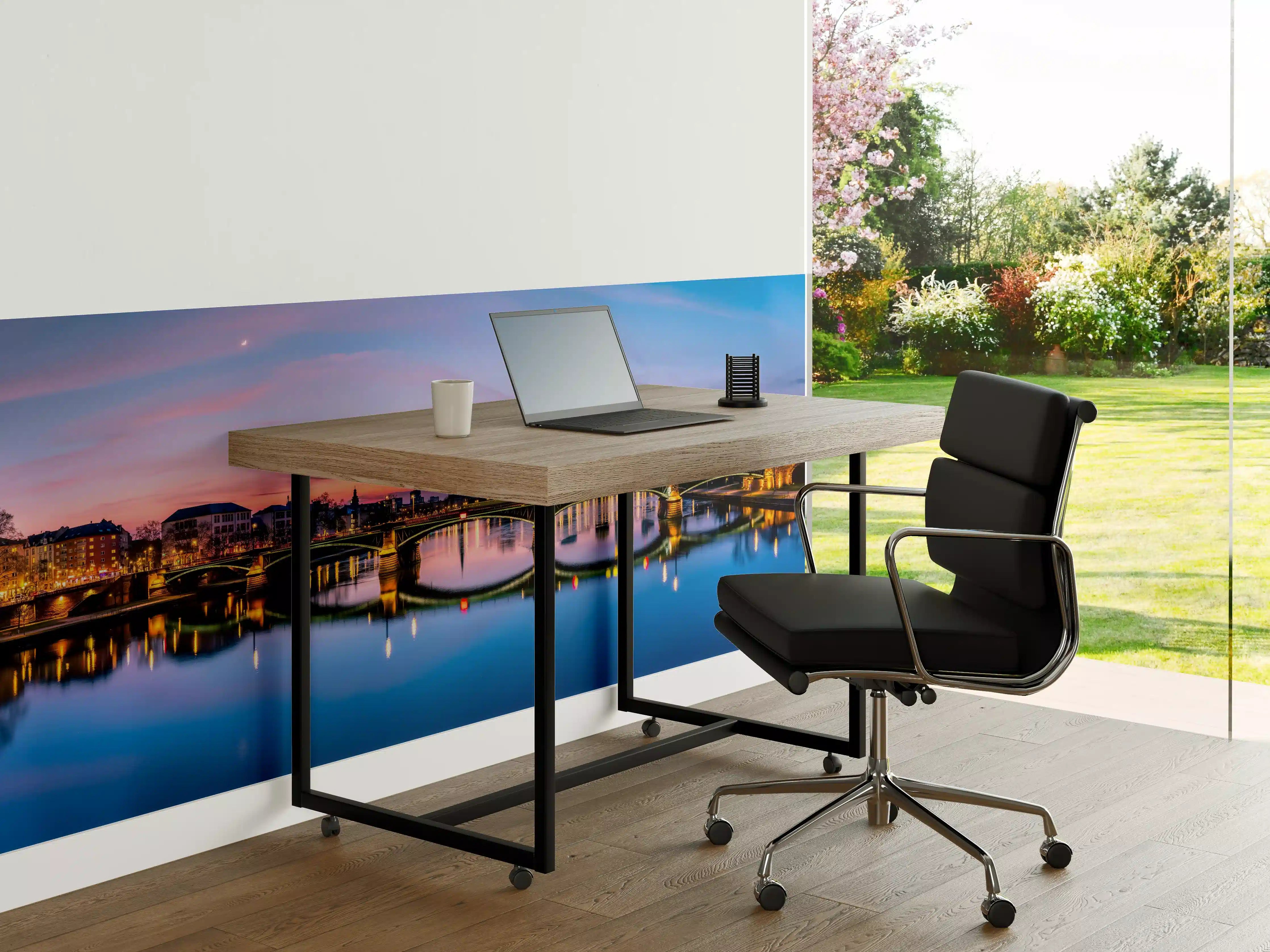 Büro Wandgestaltung - Frankfurt Skyline Wasserspiegelung