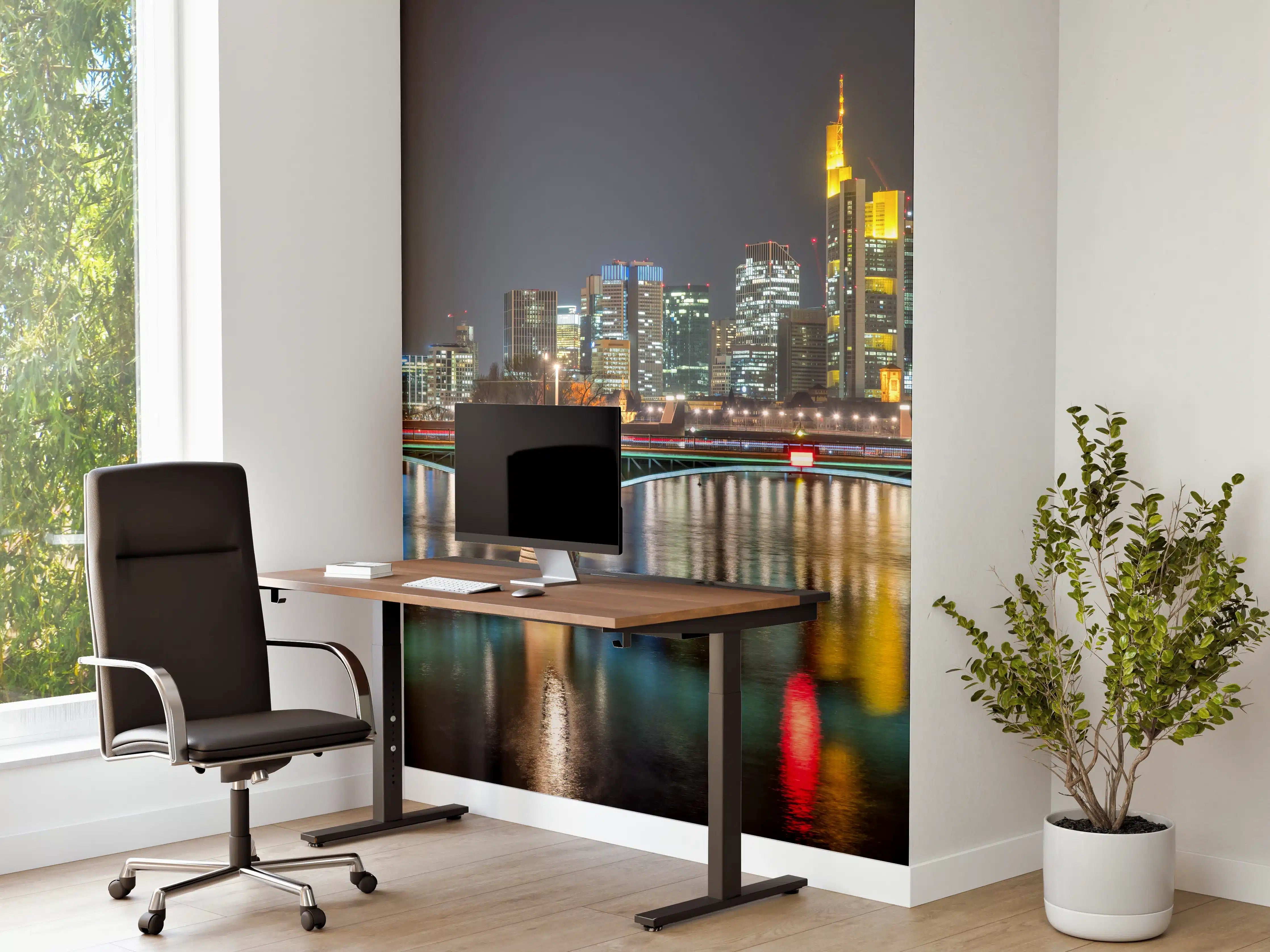 Büro Wandgestaltung - Frankfurt Skyline bei Nacht