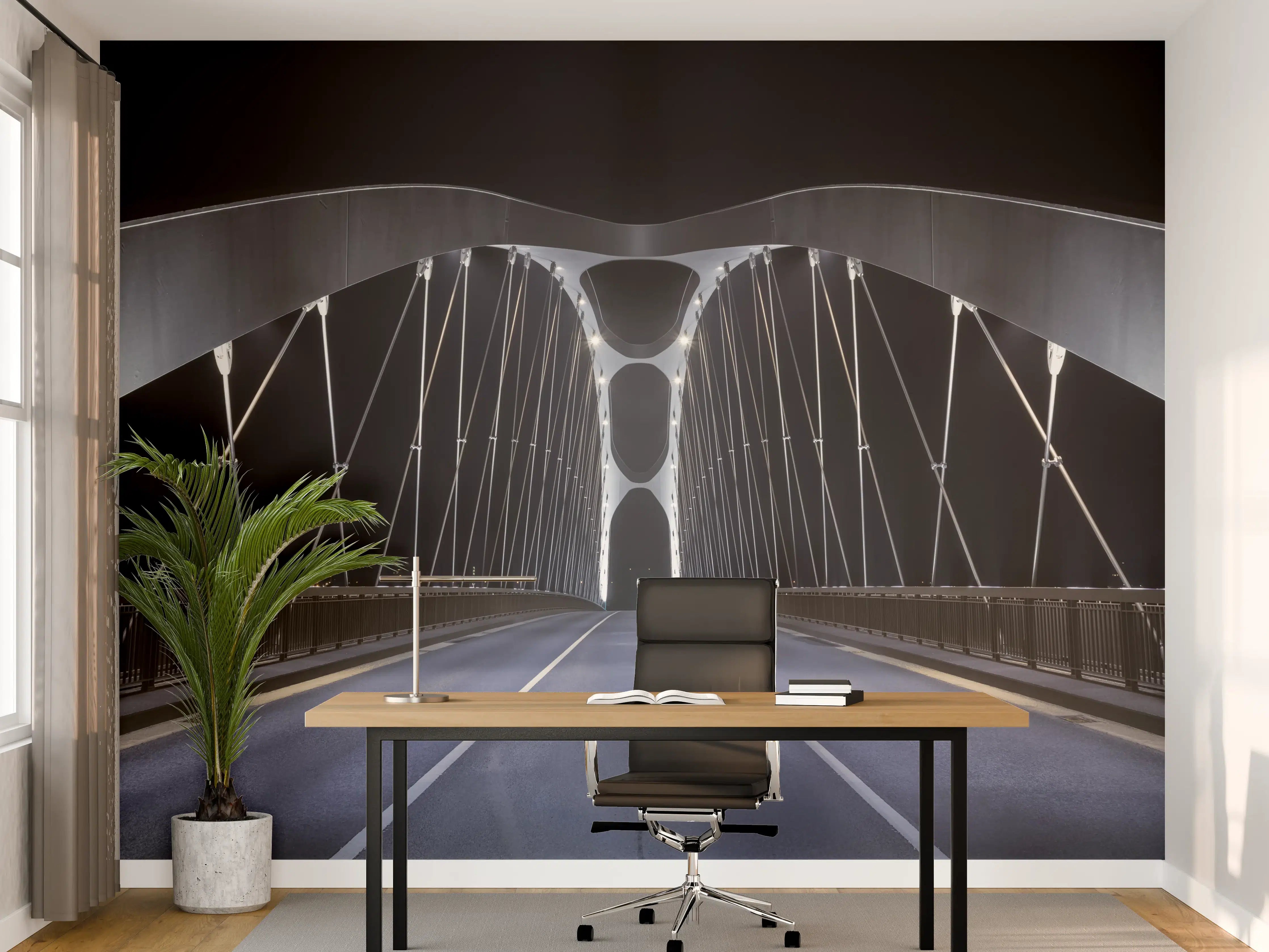 Büro Wandgestaltung - Frankfurter Bogenbrücke bei Nacht