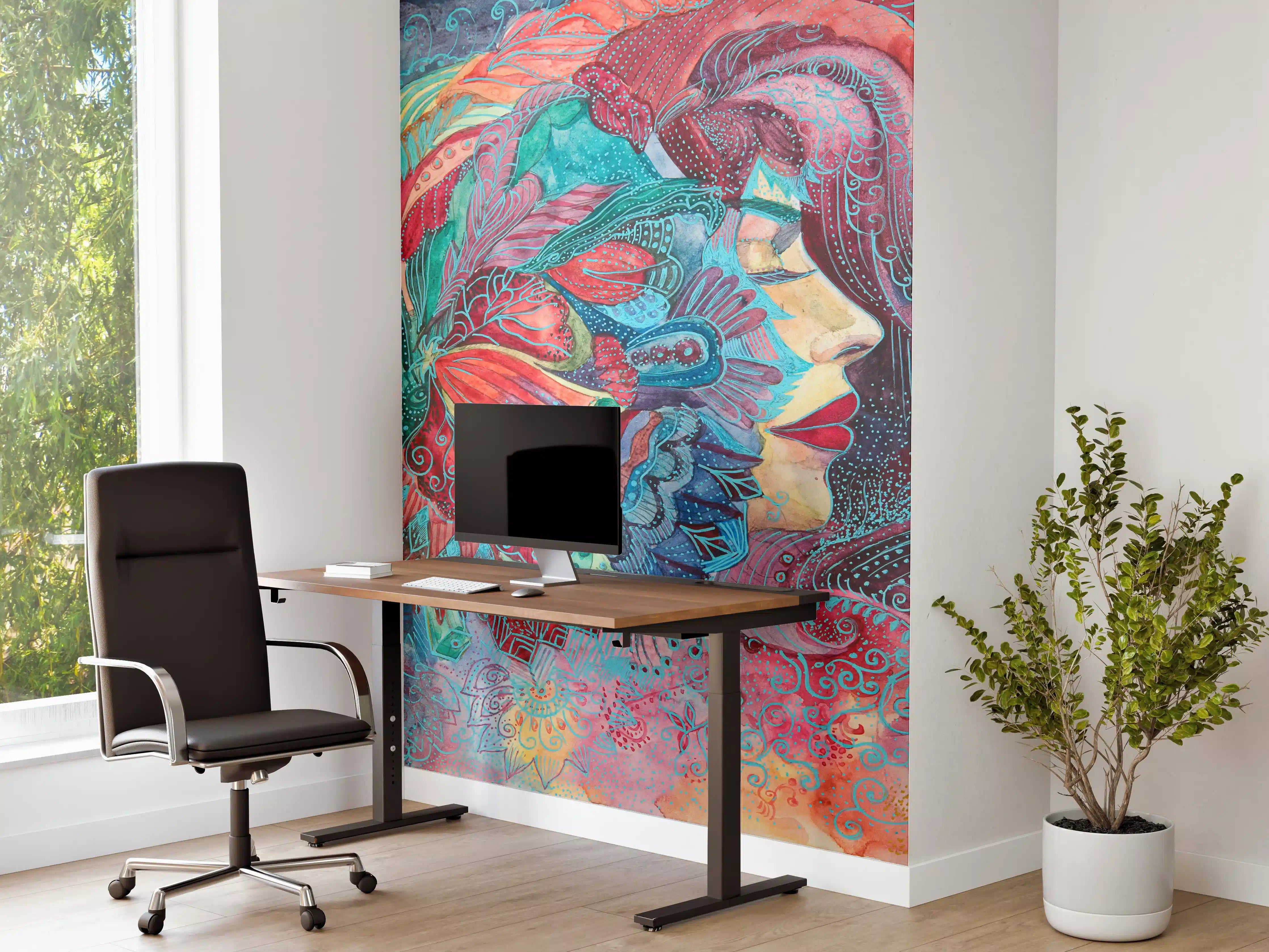 Büro Wandgestaltung - Frau Aquarellmalerei