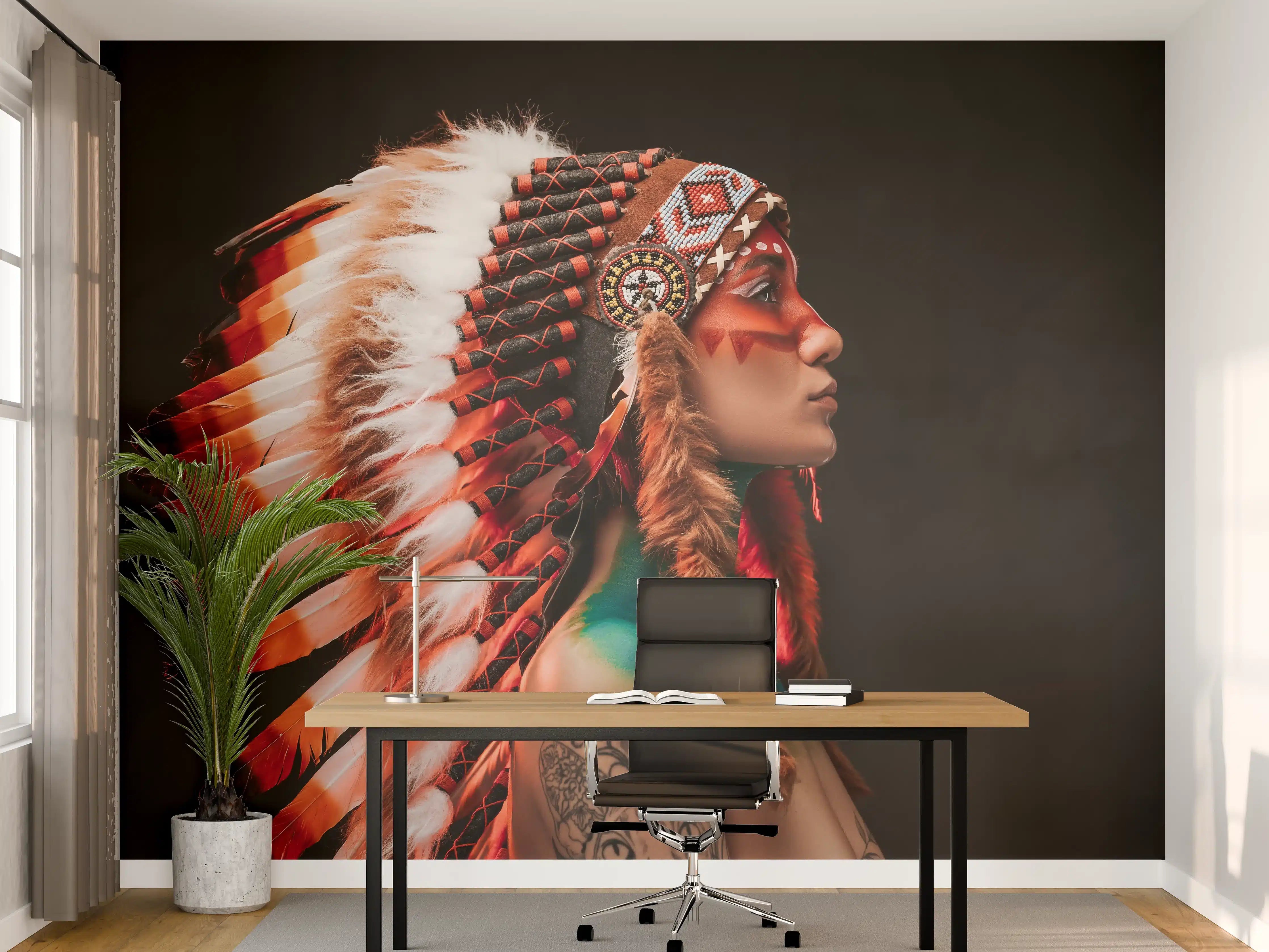 Büro Wandgestaltung - Frau mit Nationaler Kopfbedeckung