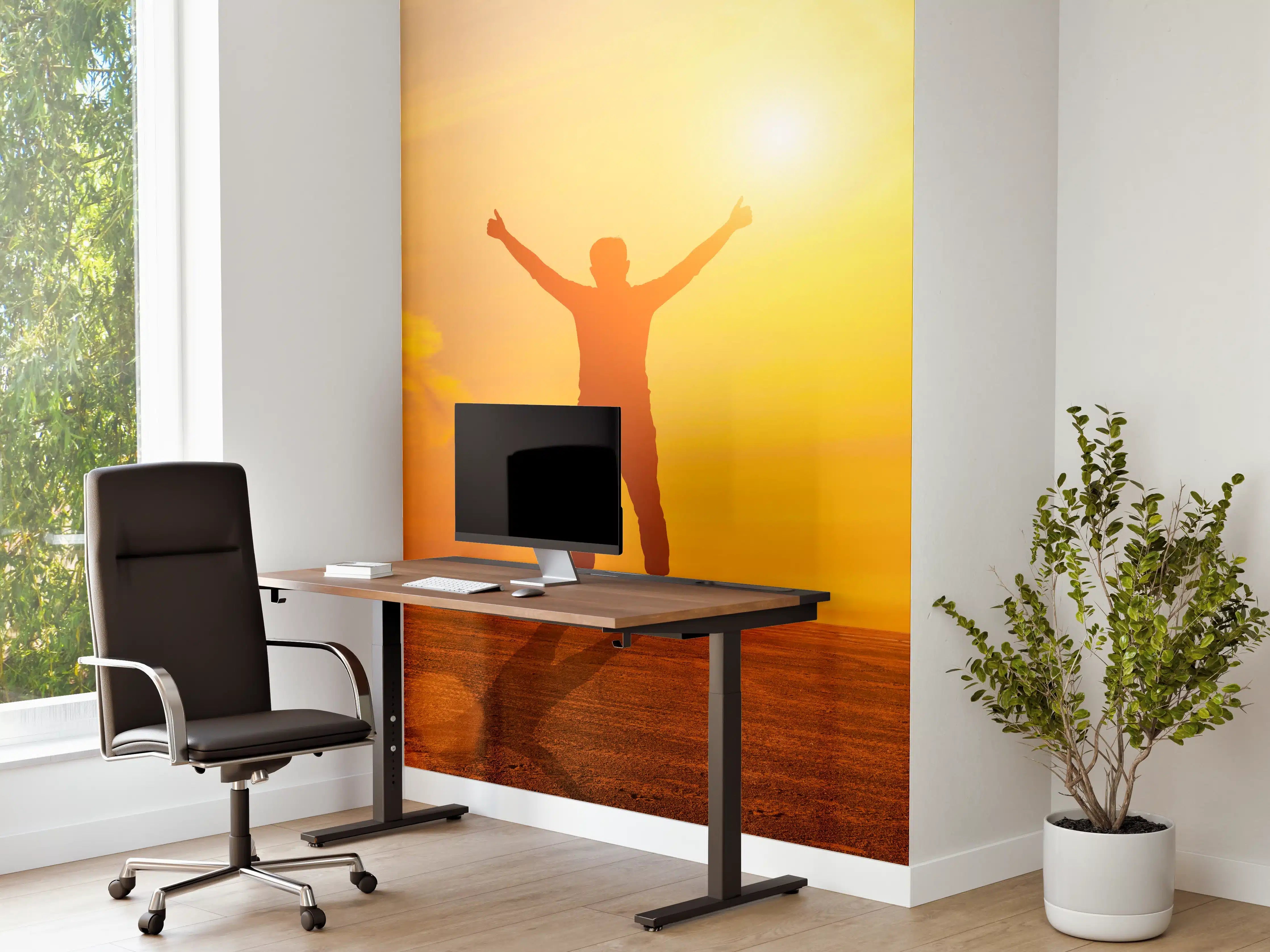 Büro Wandgestaltung - Freier Mann im goldenen Licht der Sonne