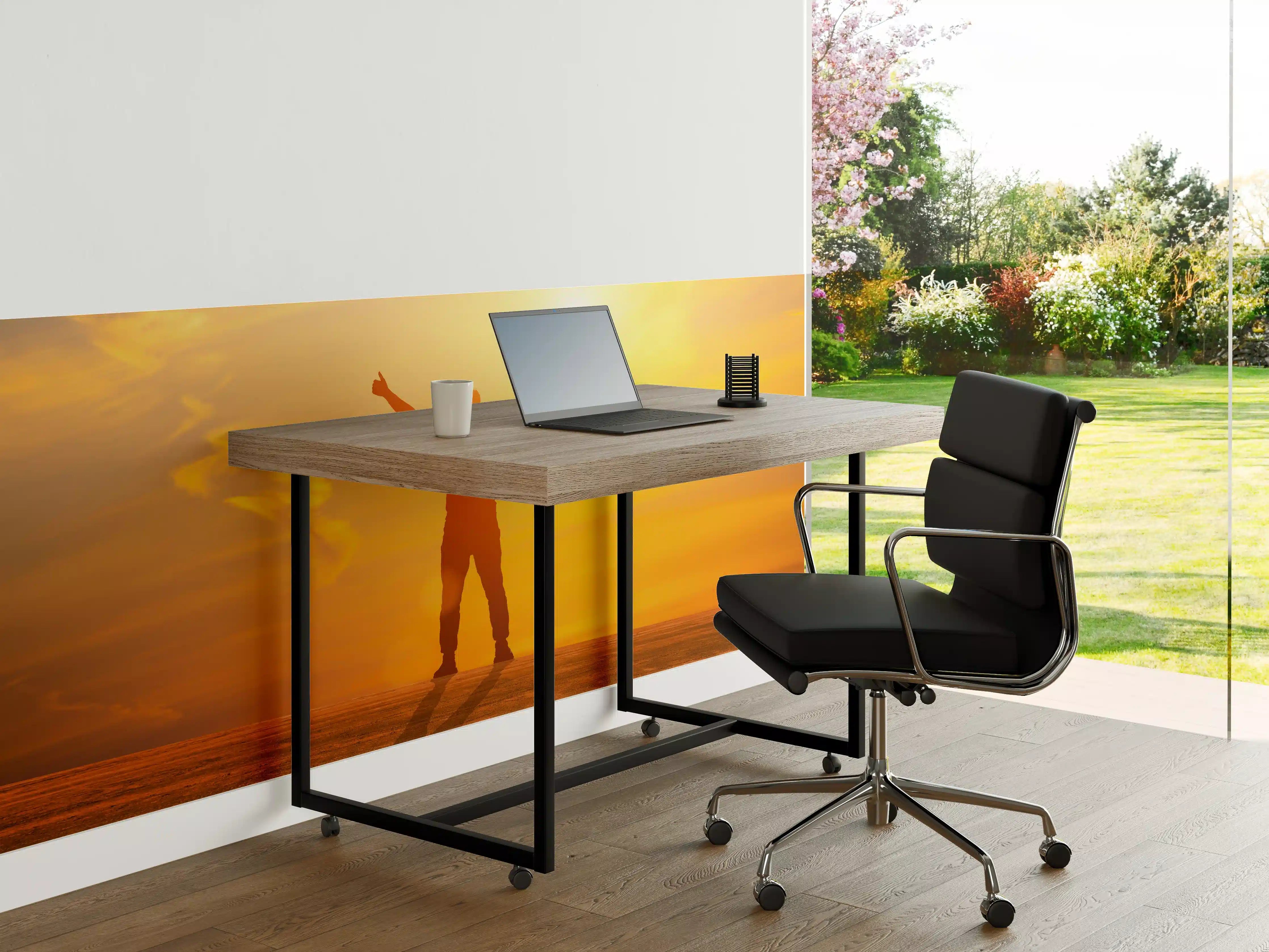 Büro Wandgestaltung - Freier Mann im goldenen Licht der Sonne