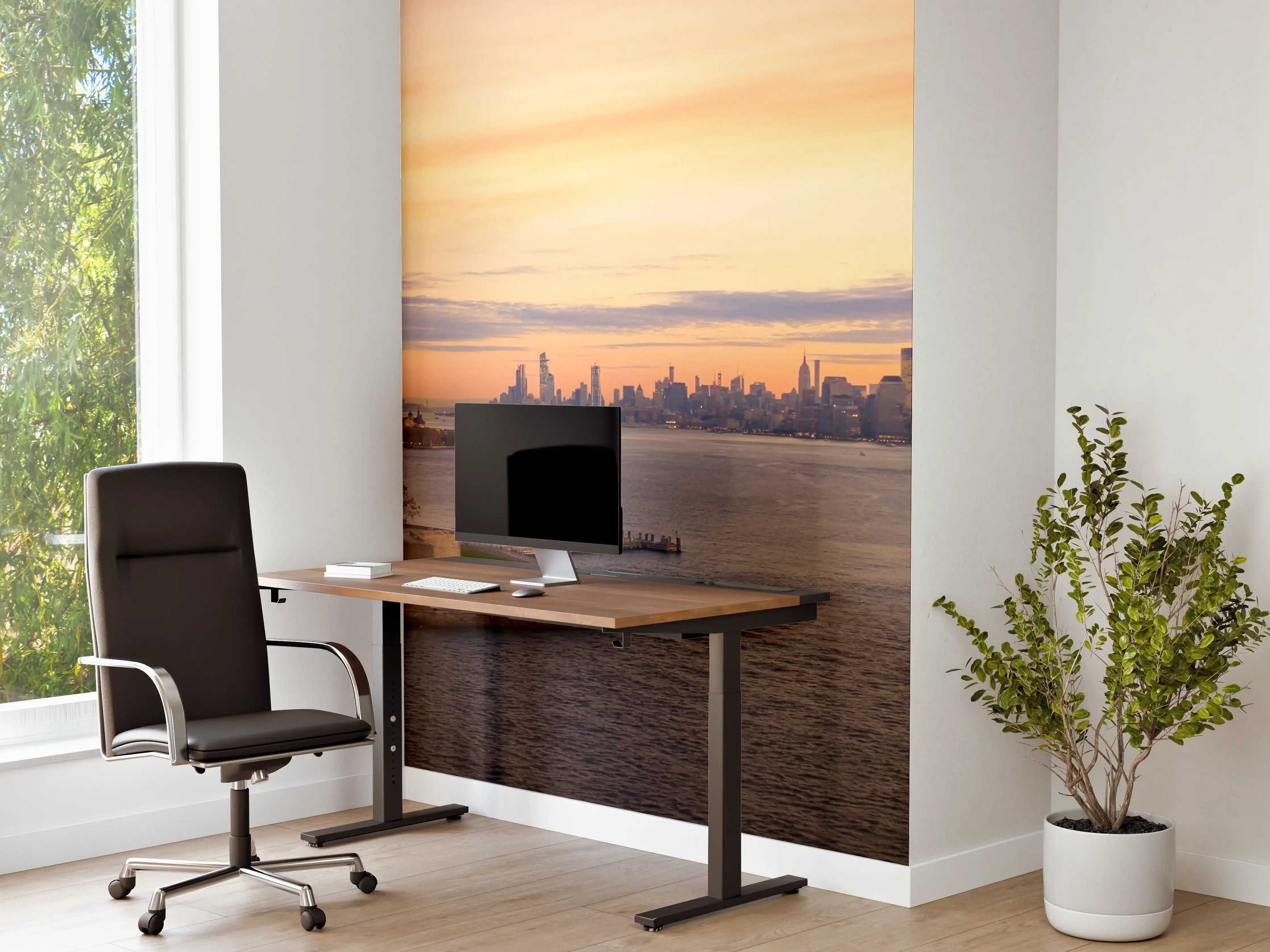 Büro Wandgestaltung - Freiheit und Skyline bei Sonnenuntergang