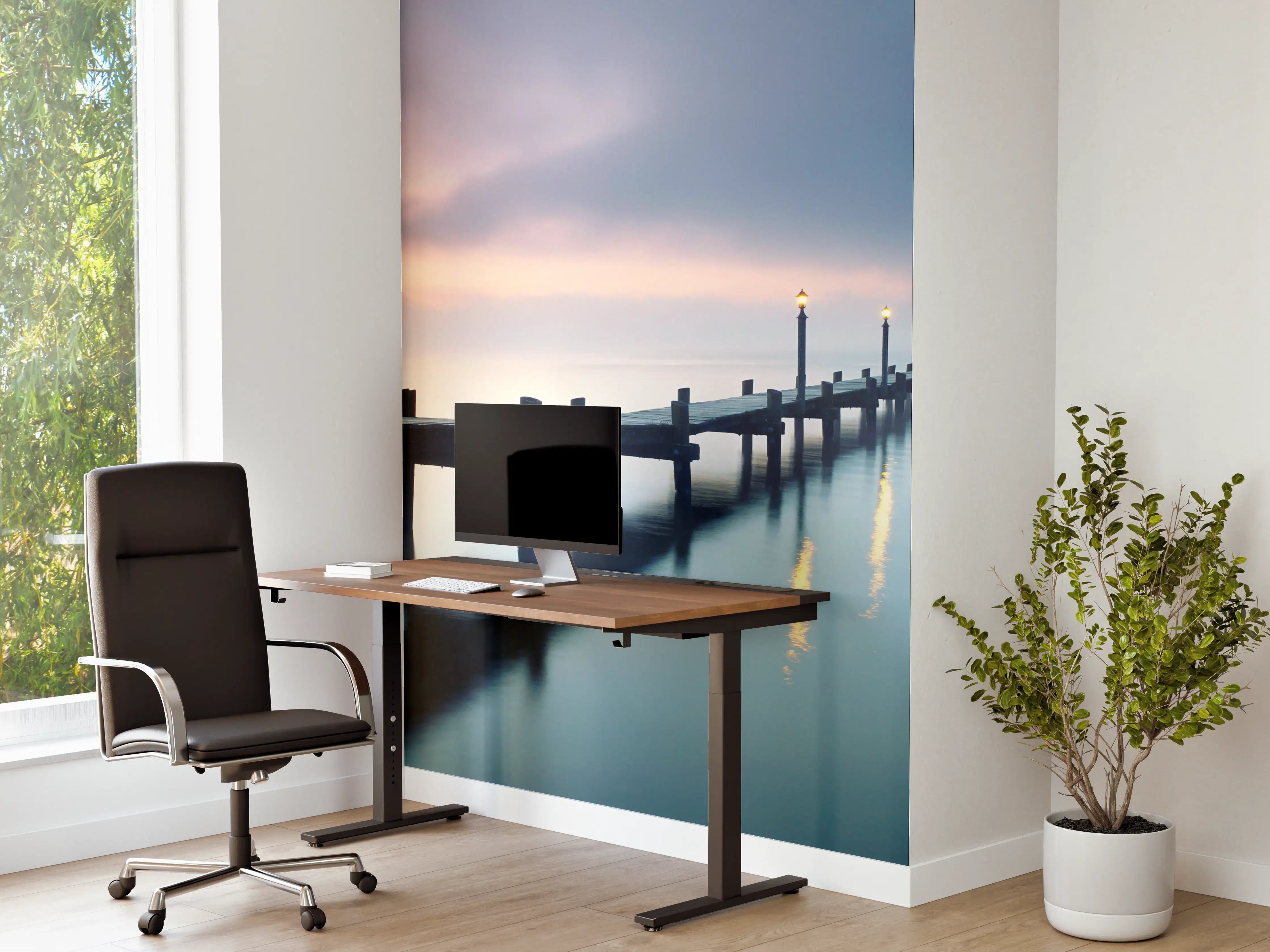 Büro Wandgestaltung - Friedlicher Meer Steg am Morgen