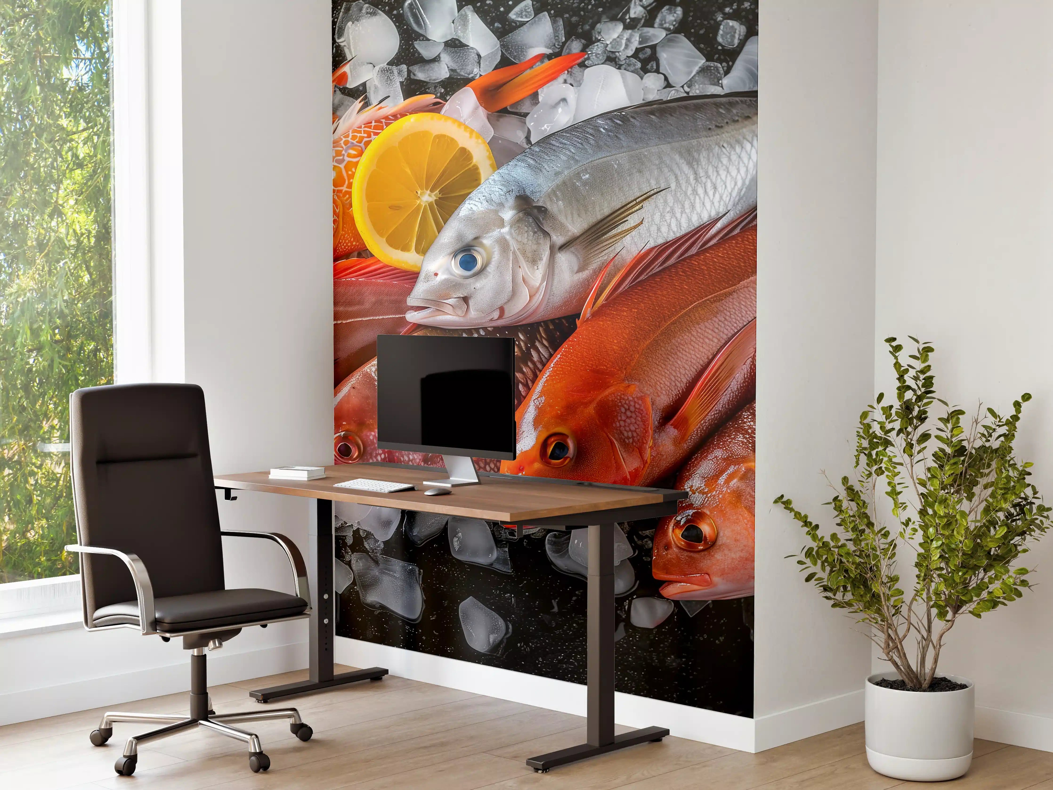 Büro Wandgestaltung - Frische Meeresfische auf Eis