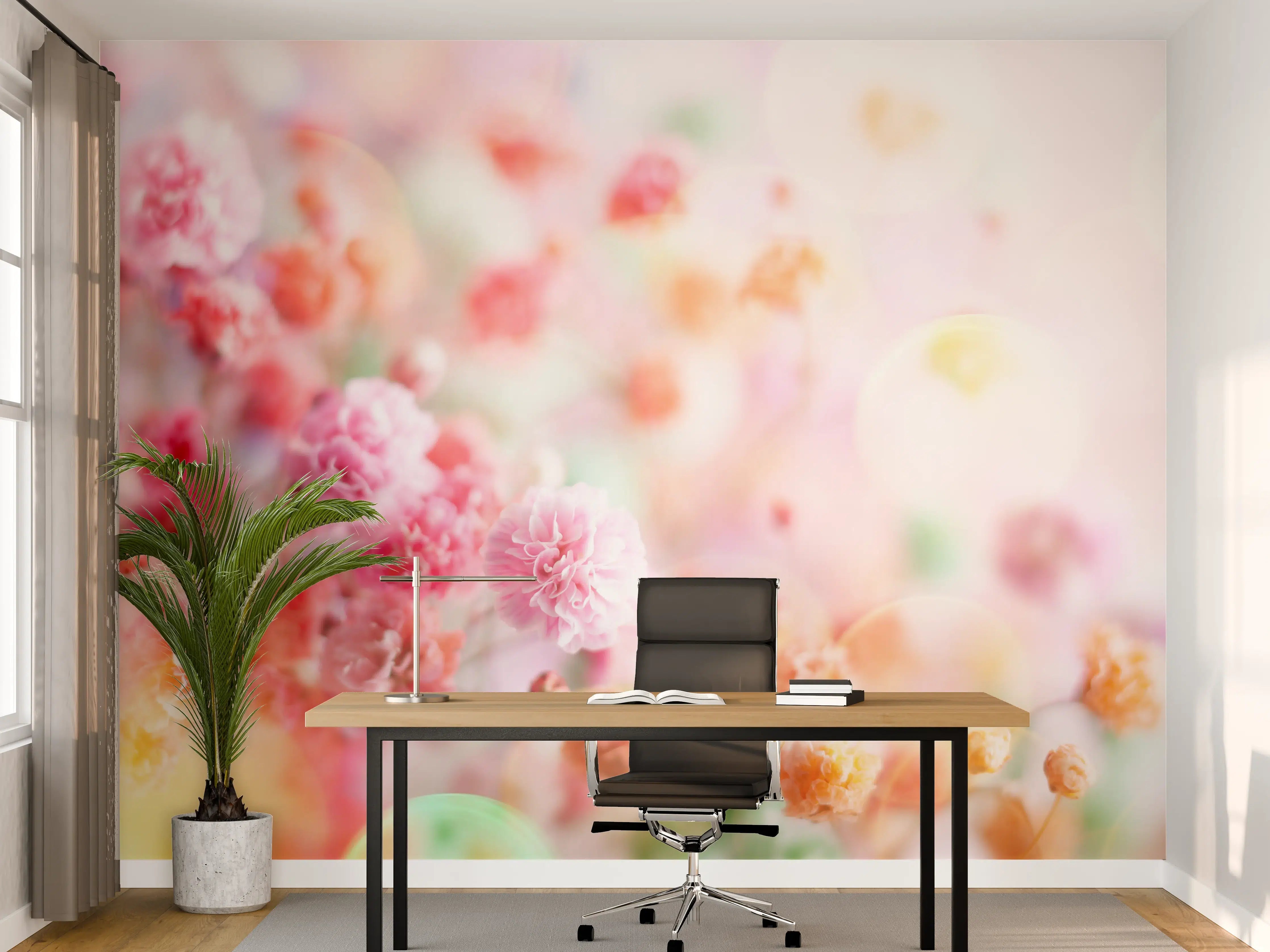 Büro Wandgestaltung - Frische rosa Frühlingsblumen