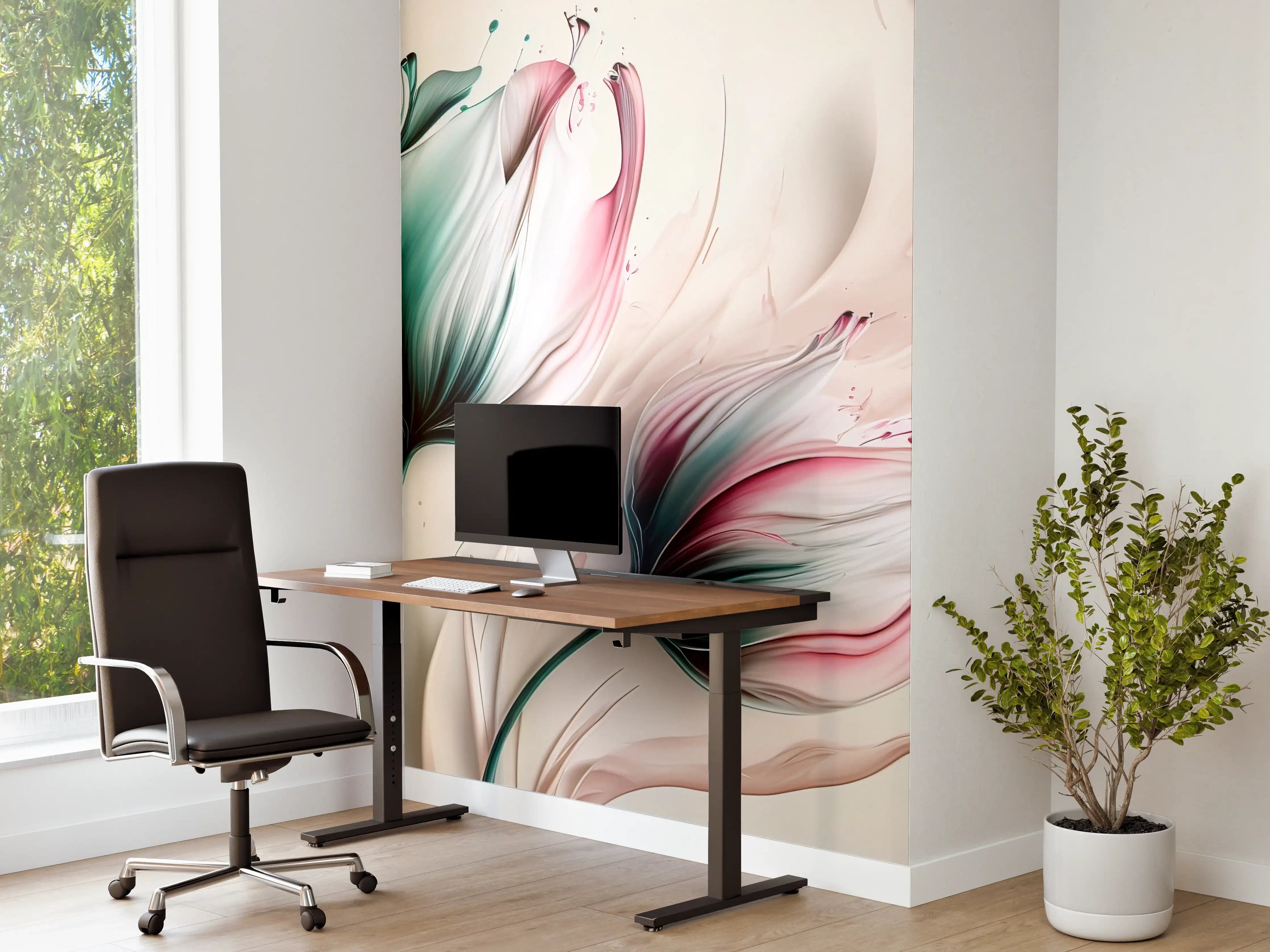 Büro Wandgestaltung - Frühlings-Tulpen in Fluid Art
