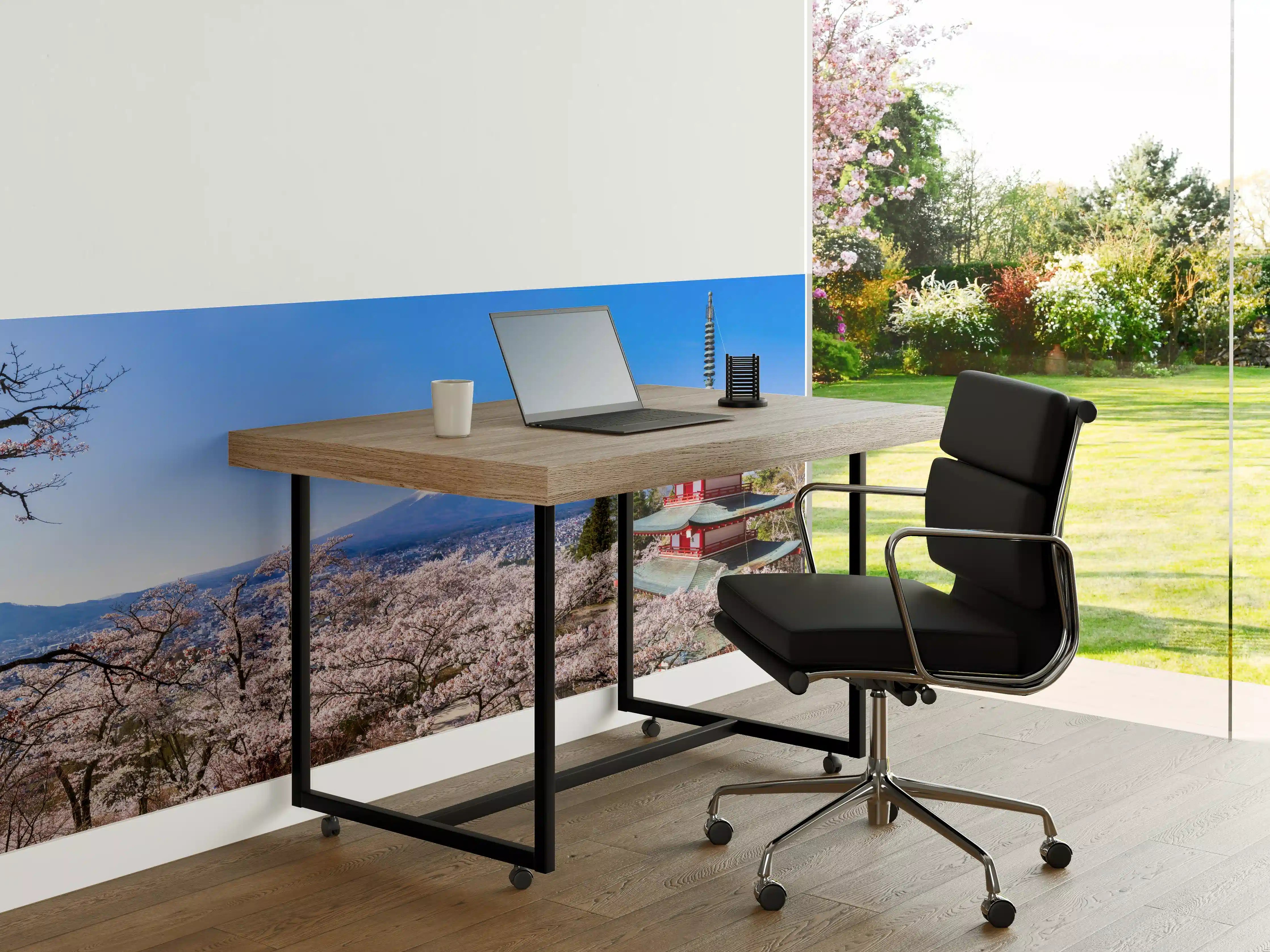 Büro Wandgestaltung - Fuji und Pagode im Kirschblütenmeer