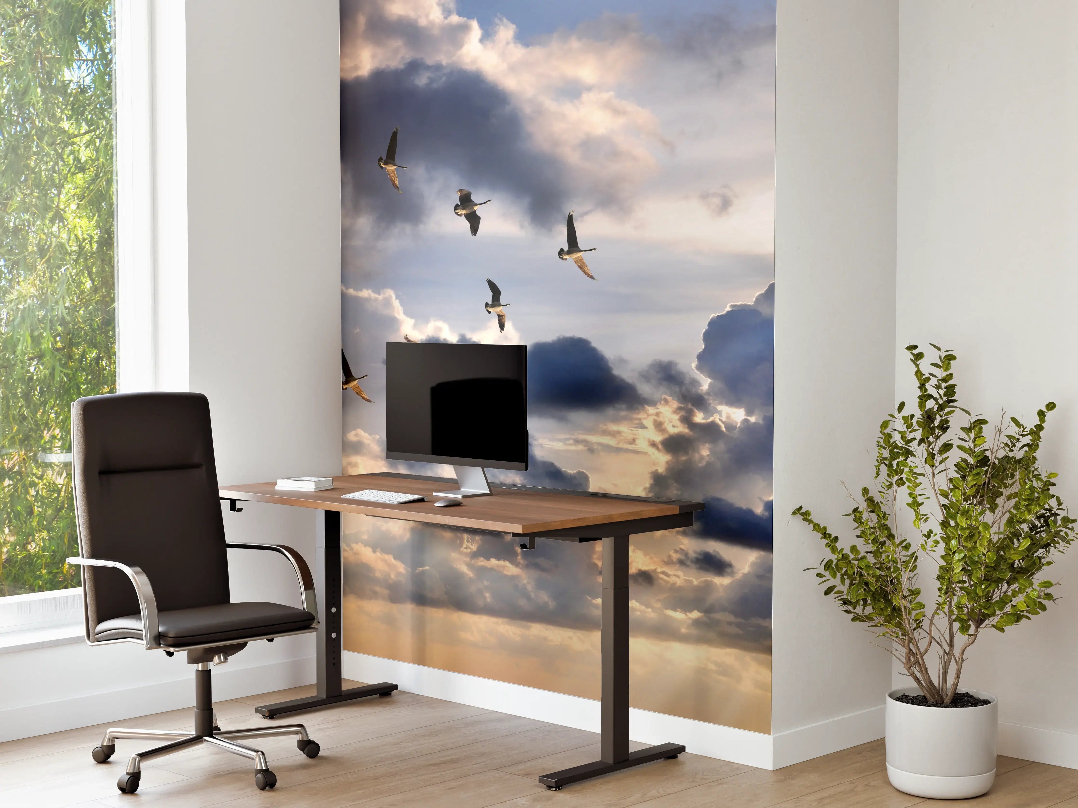 Büro Wandgestaltung - Gänse in V-Formation fliegend