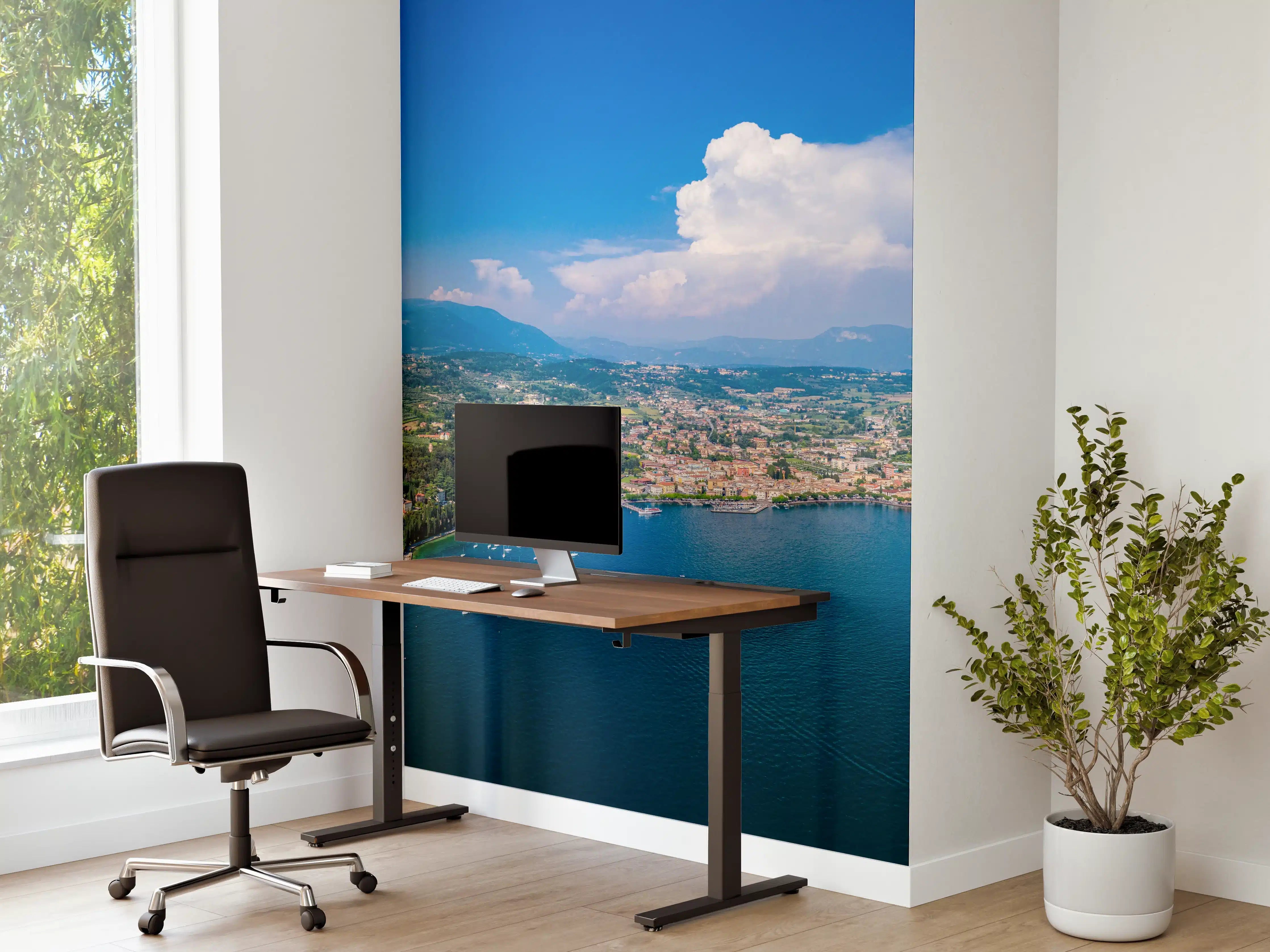 Büro Wandgestaltung - Gardasee Panorama Blau-Grün