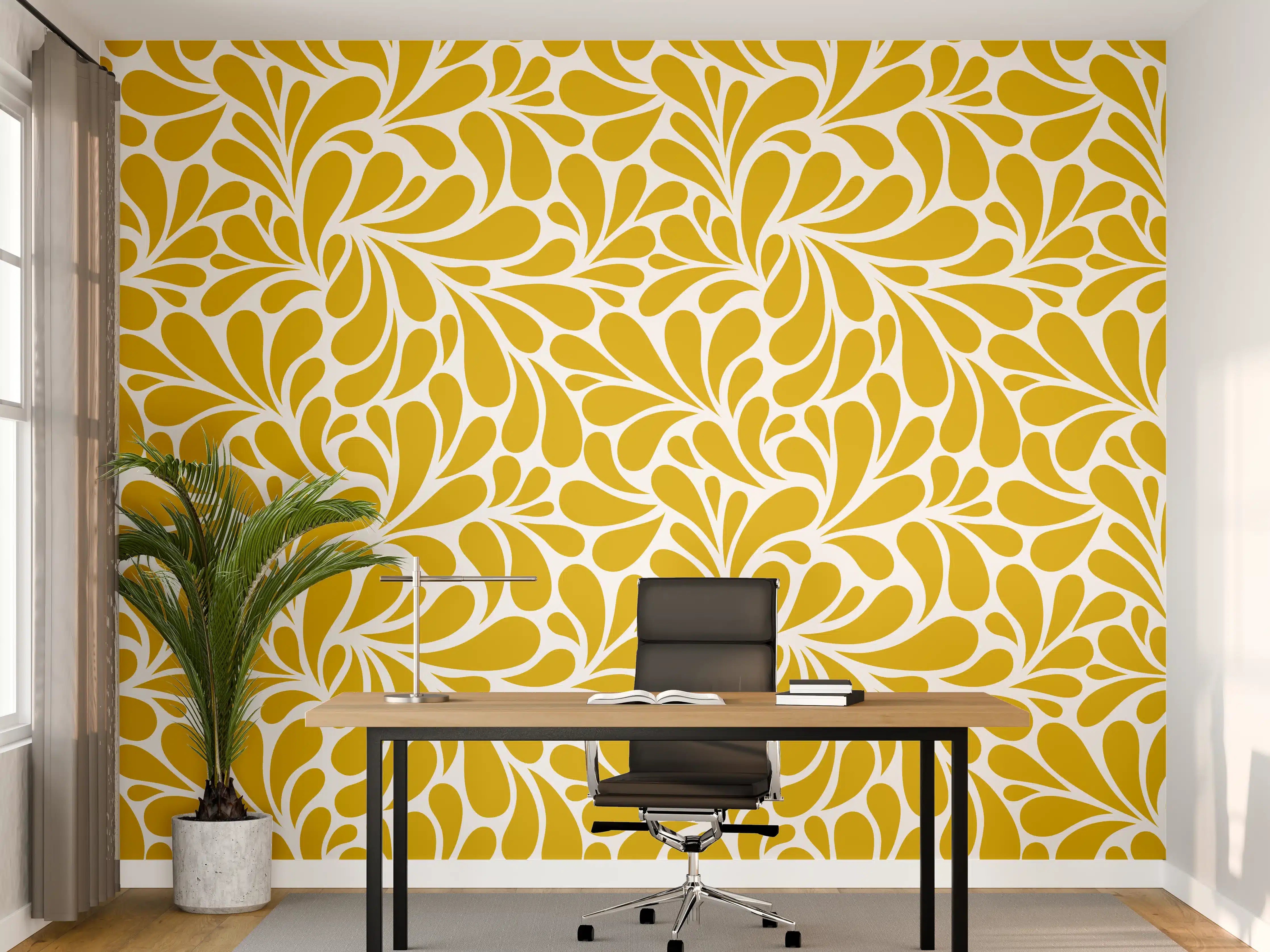 Büro Wandgestaltung - Gelb-Weiß-Muster-Design