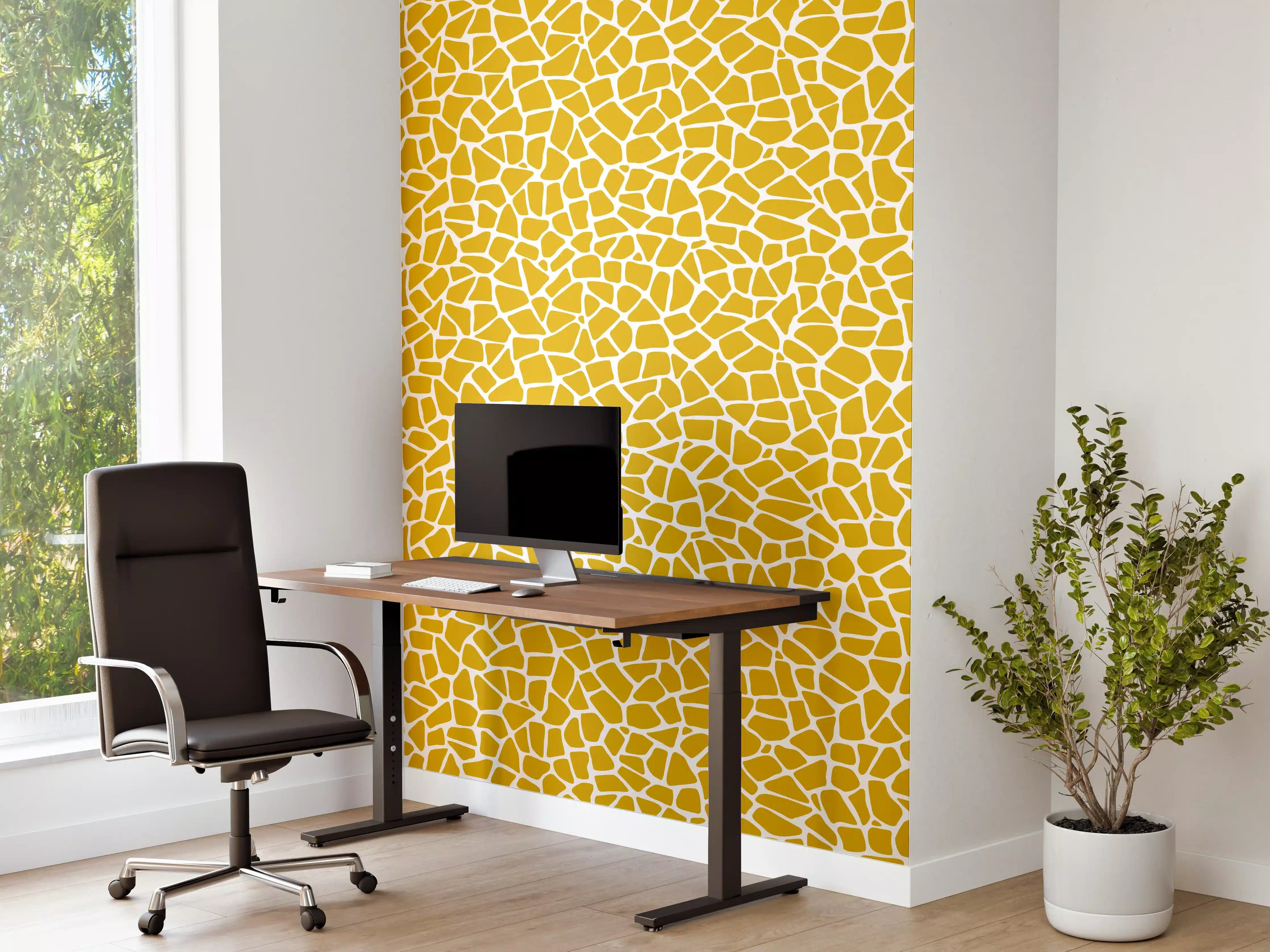 Büro Wandgestaltung - Gelbe Fliesenakzentwand