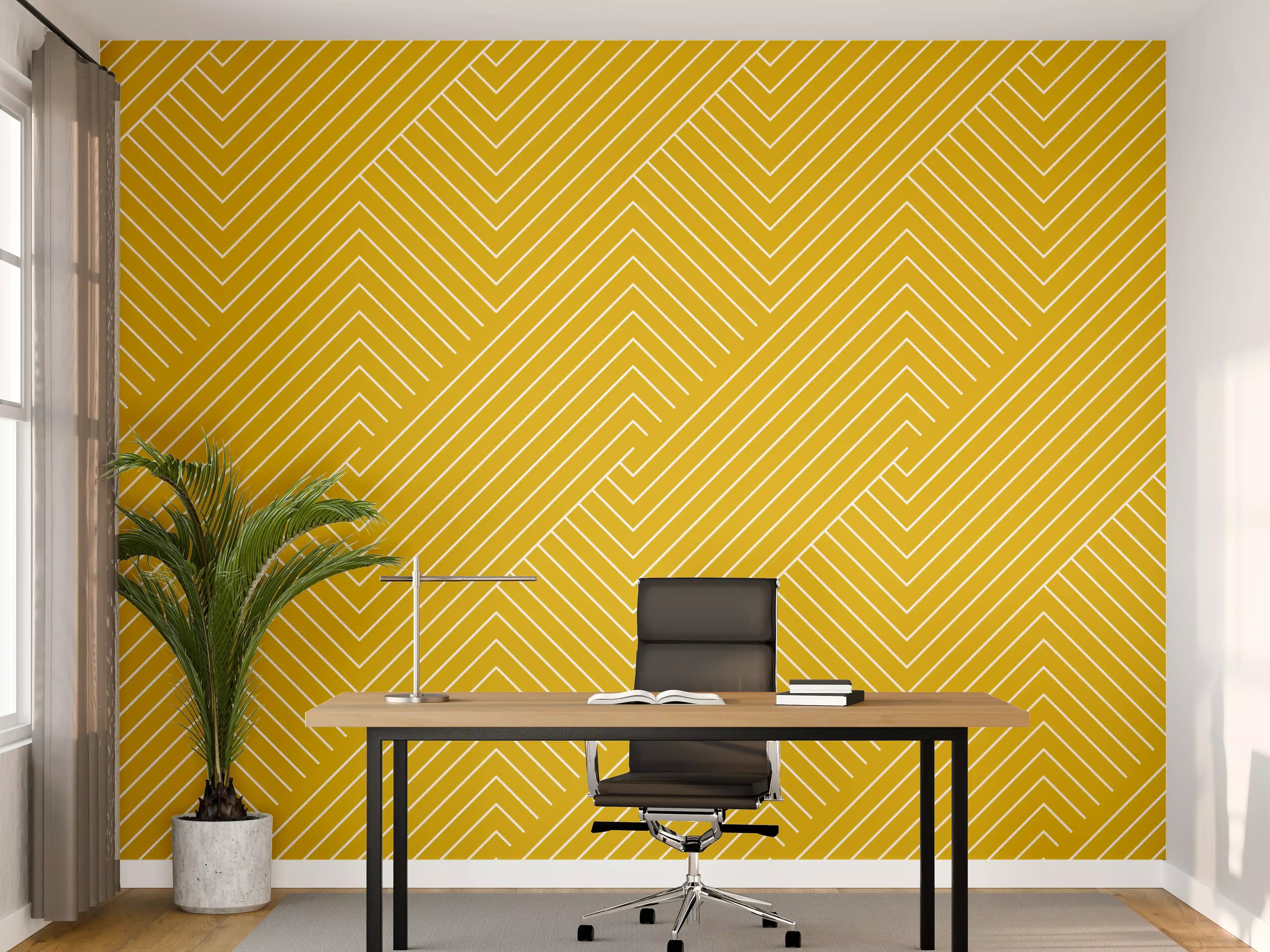 Büro Wandgestaltung - Gelbe geometrische Fliesen mit weißen und grauen Nuancen