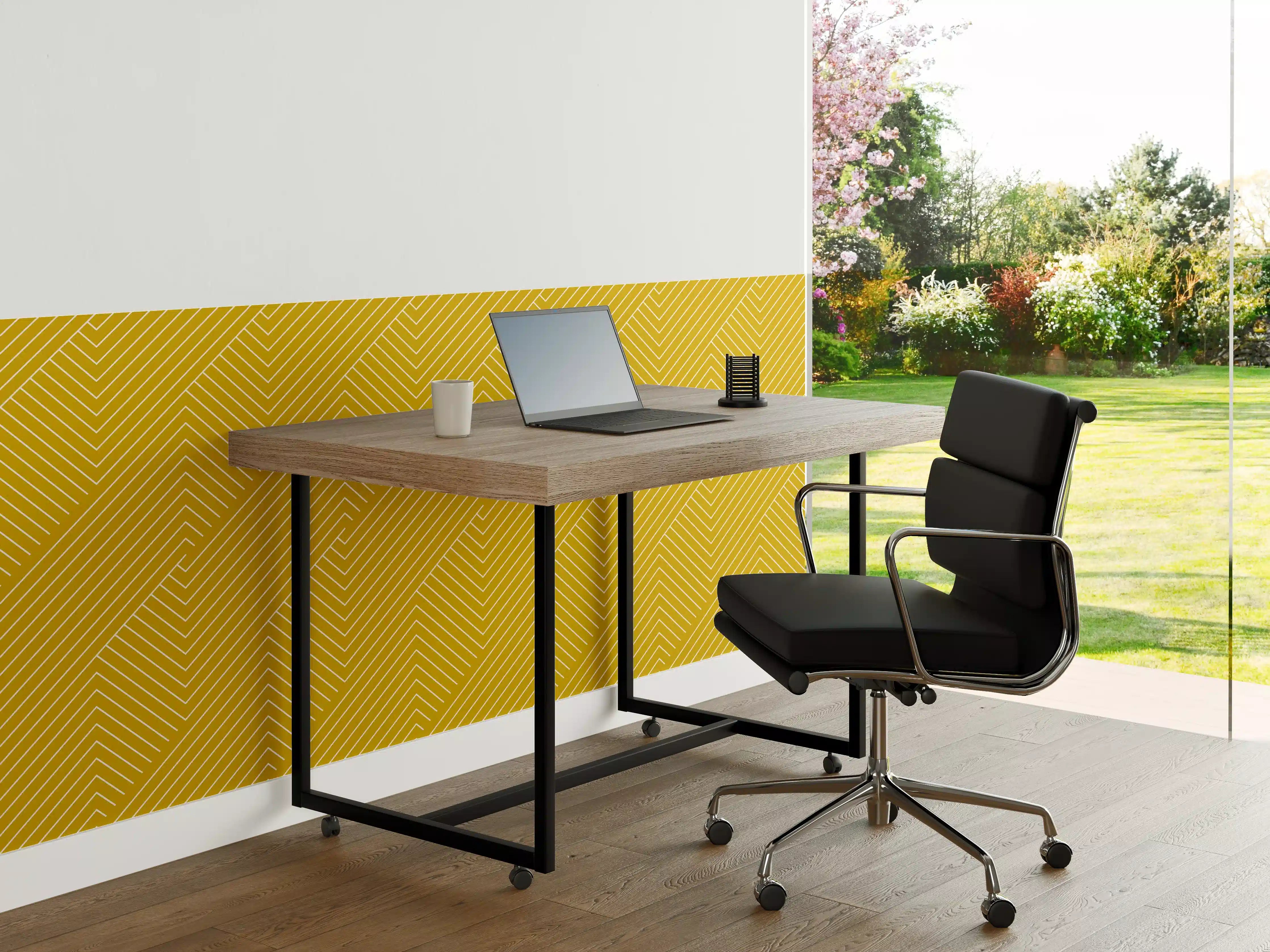 Büro Wandgestaltung - Gelbe geometrische Fliesen mit weißen und grauen Nuancen