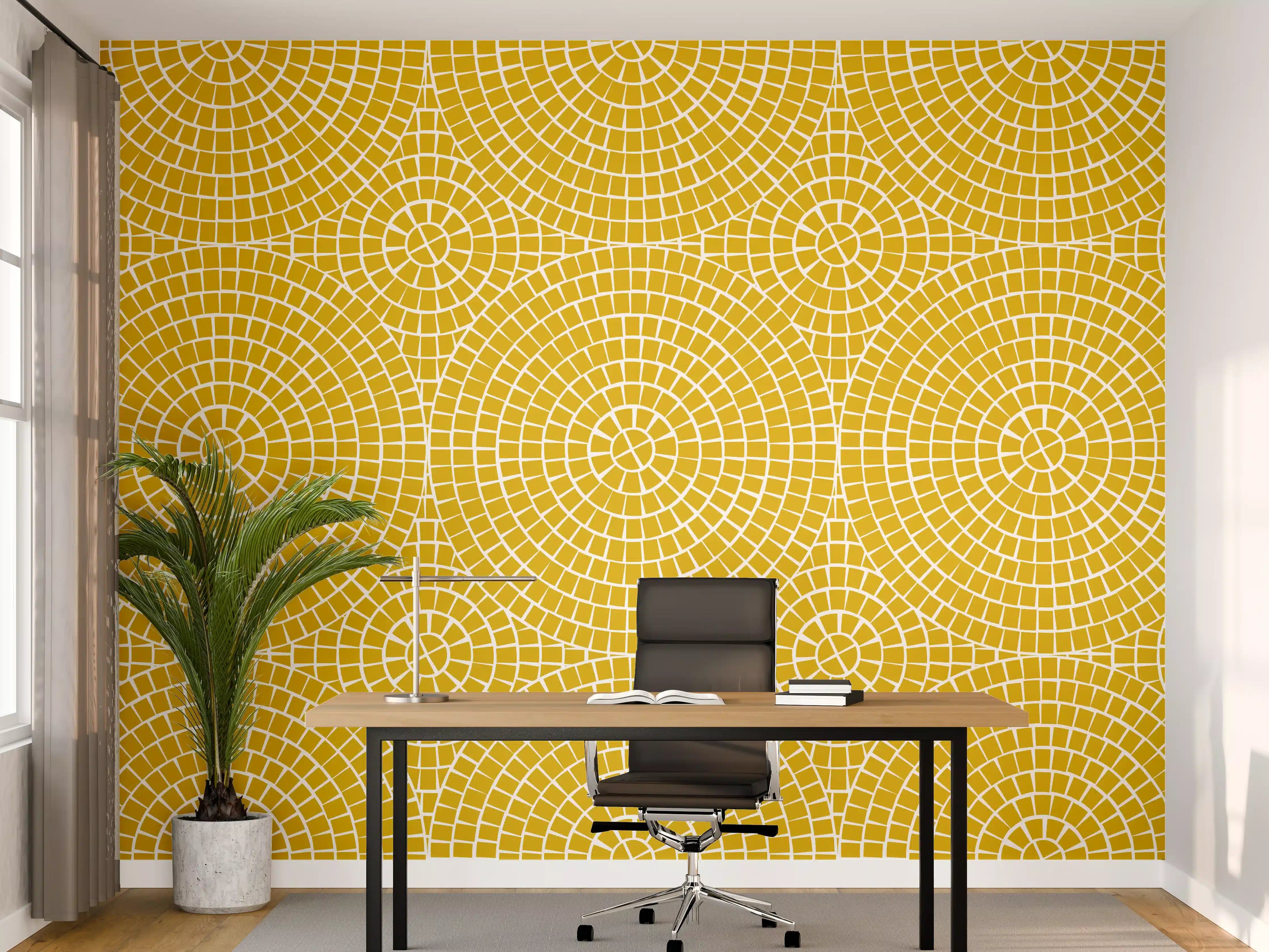 Büro Wandgestaltung - Gelbes Mosaik - Warme Wandgestaltung